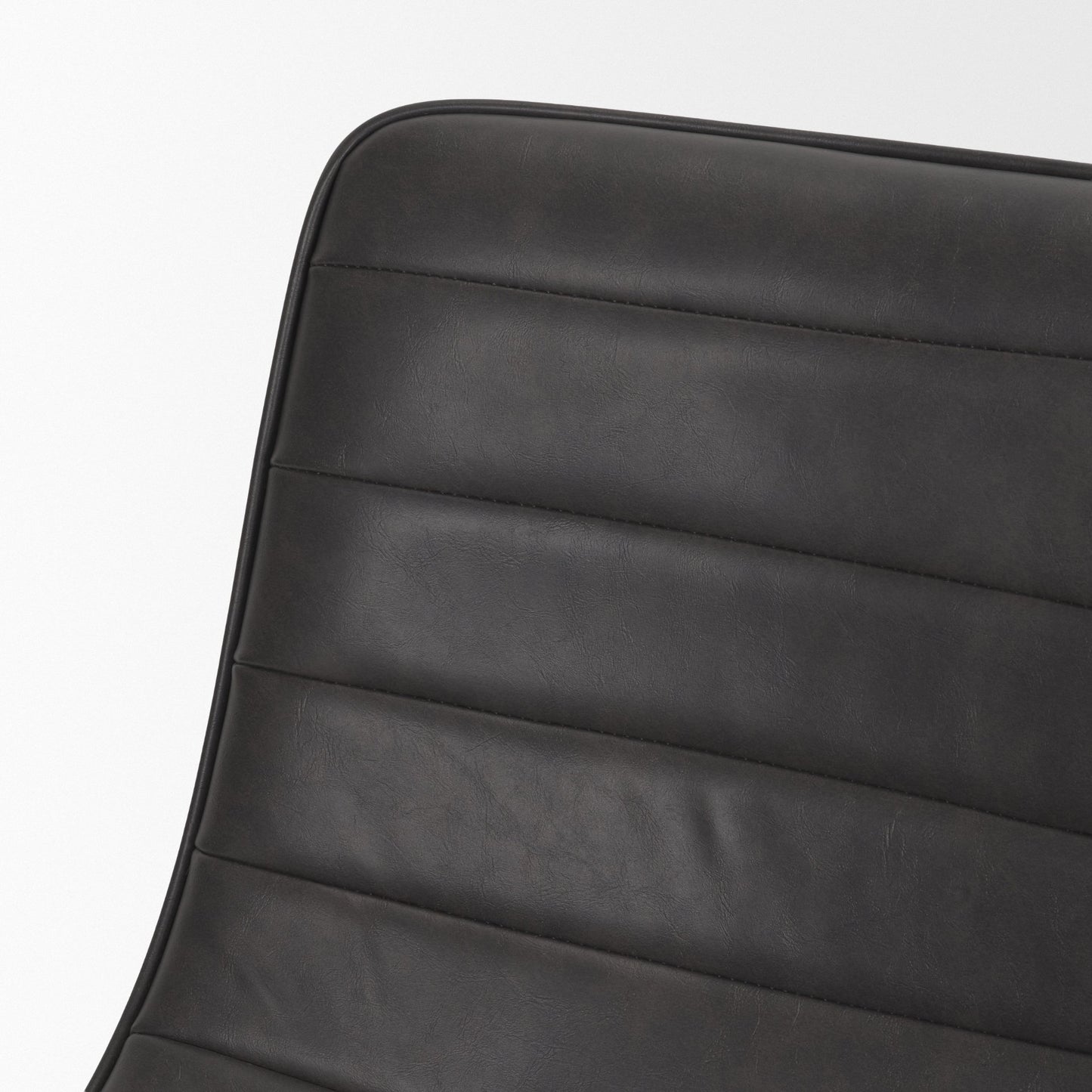 Thornton I Dark Brown Faux-Leather Seat Black Iron Frame Dining Chair