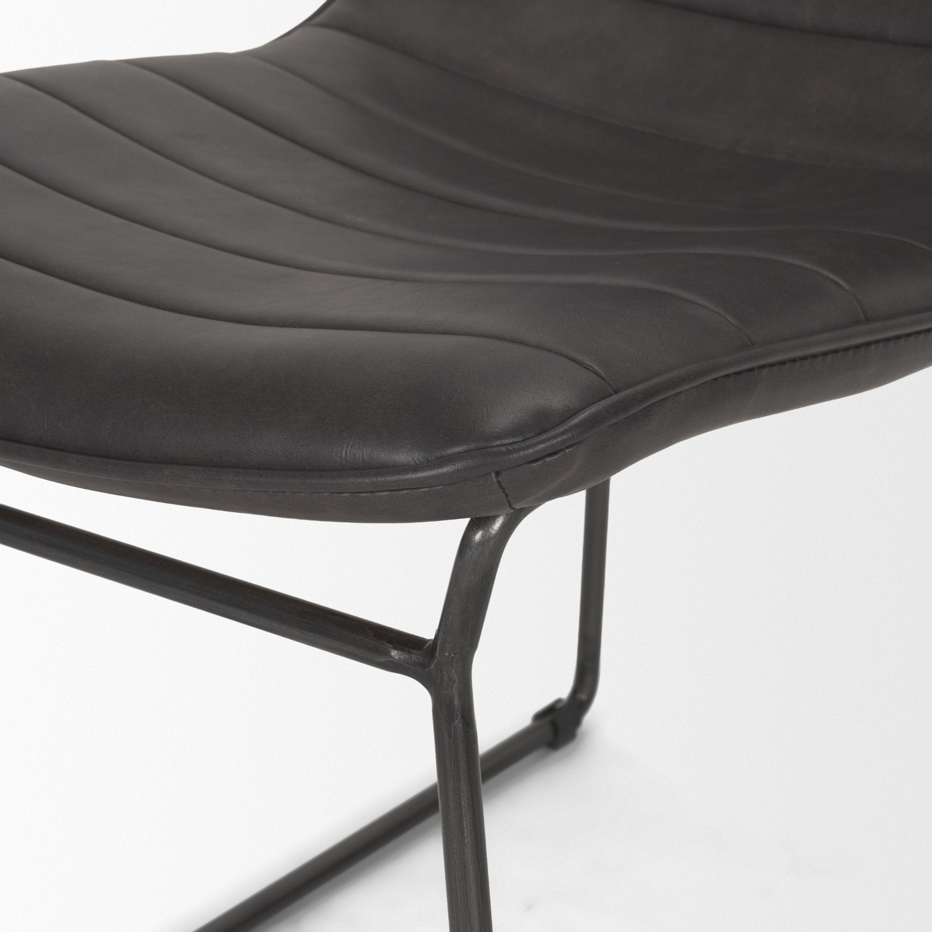 Thornton I Dark Brown Faux-Leather Seat Black Iron Frame Dining Chair