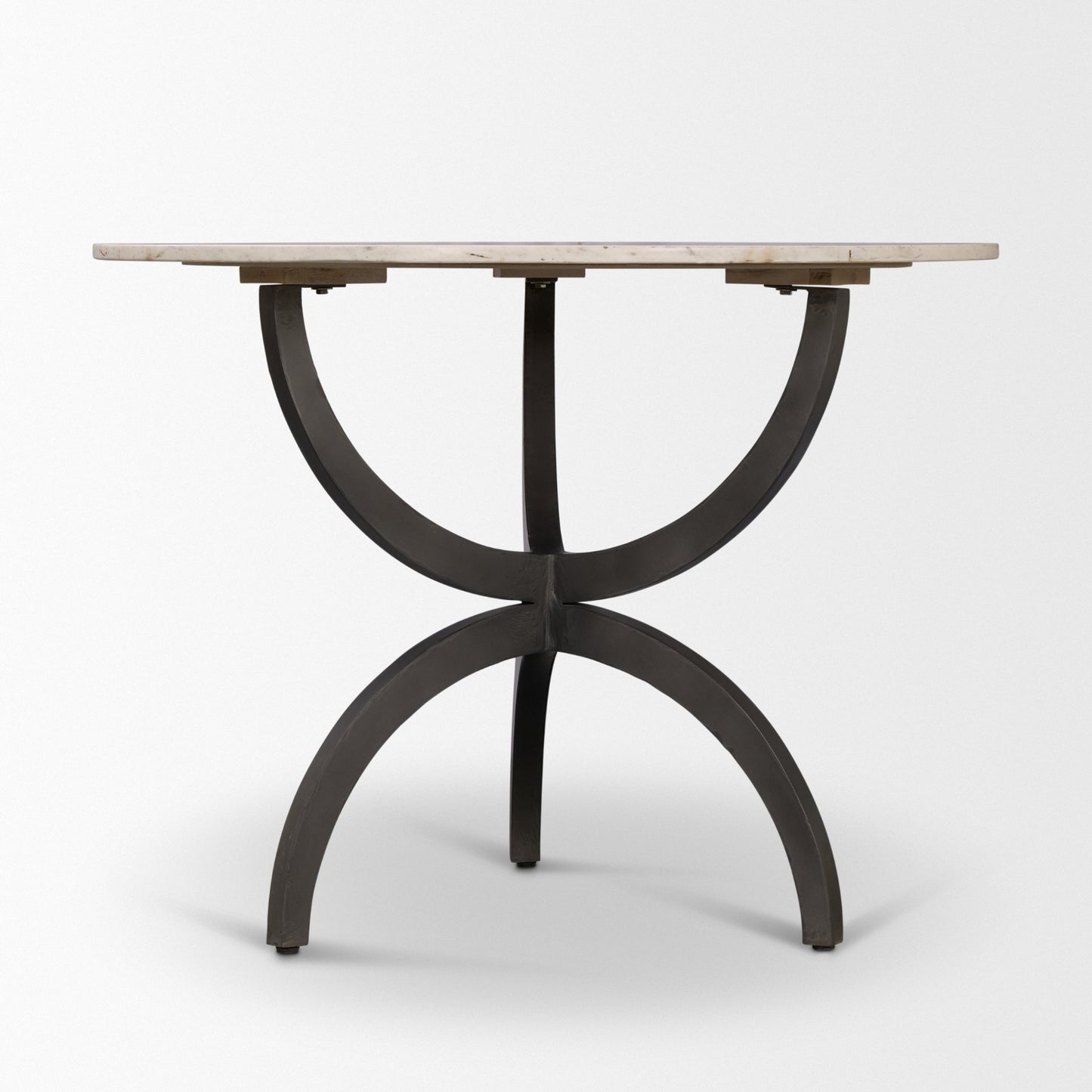 Veneto 40" Round White Marble Top with Black Metal Base Dining Table