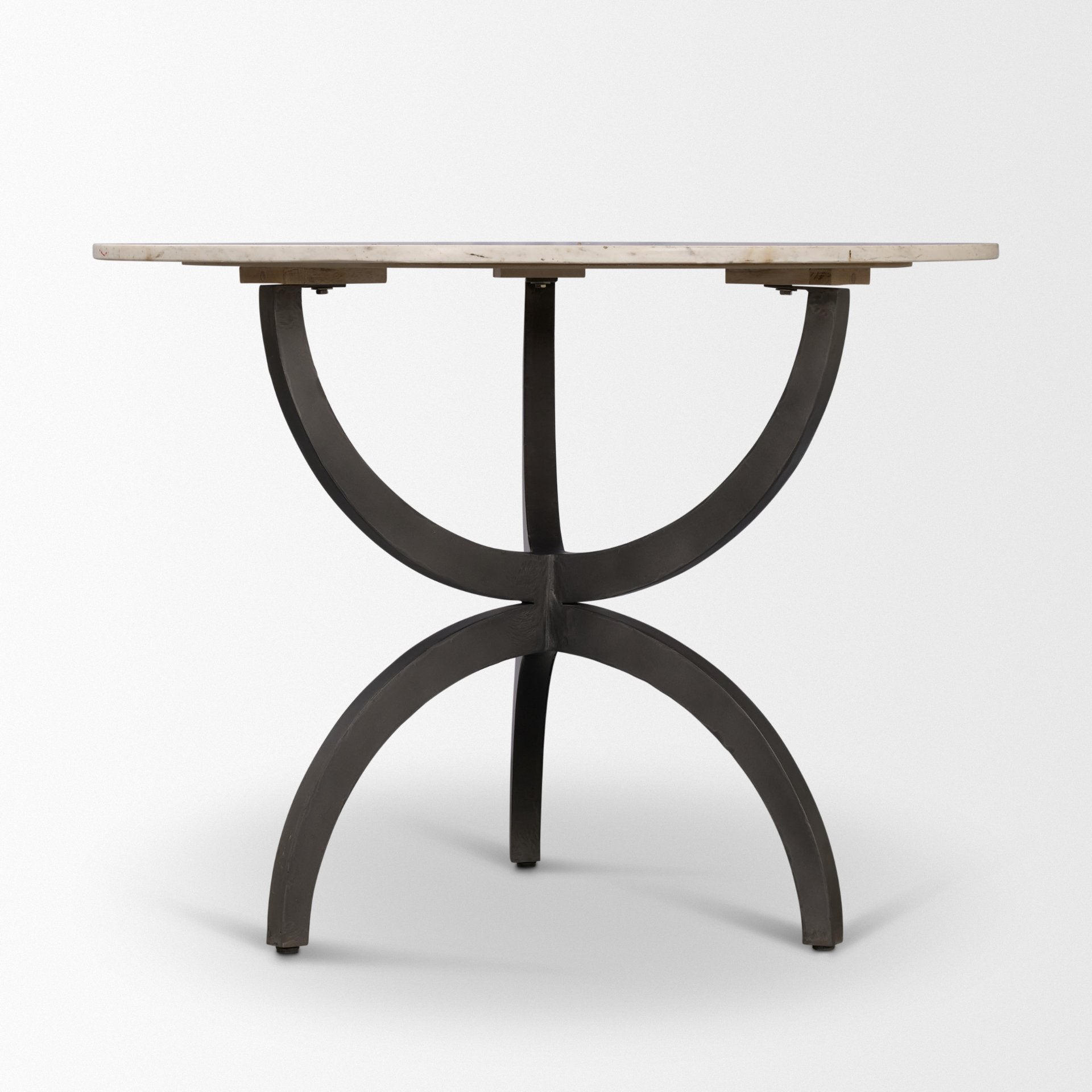 Veneto 40" Round White Marble Top with Black Metal Base Dining Table