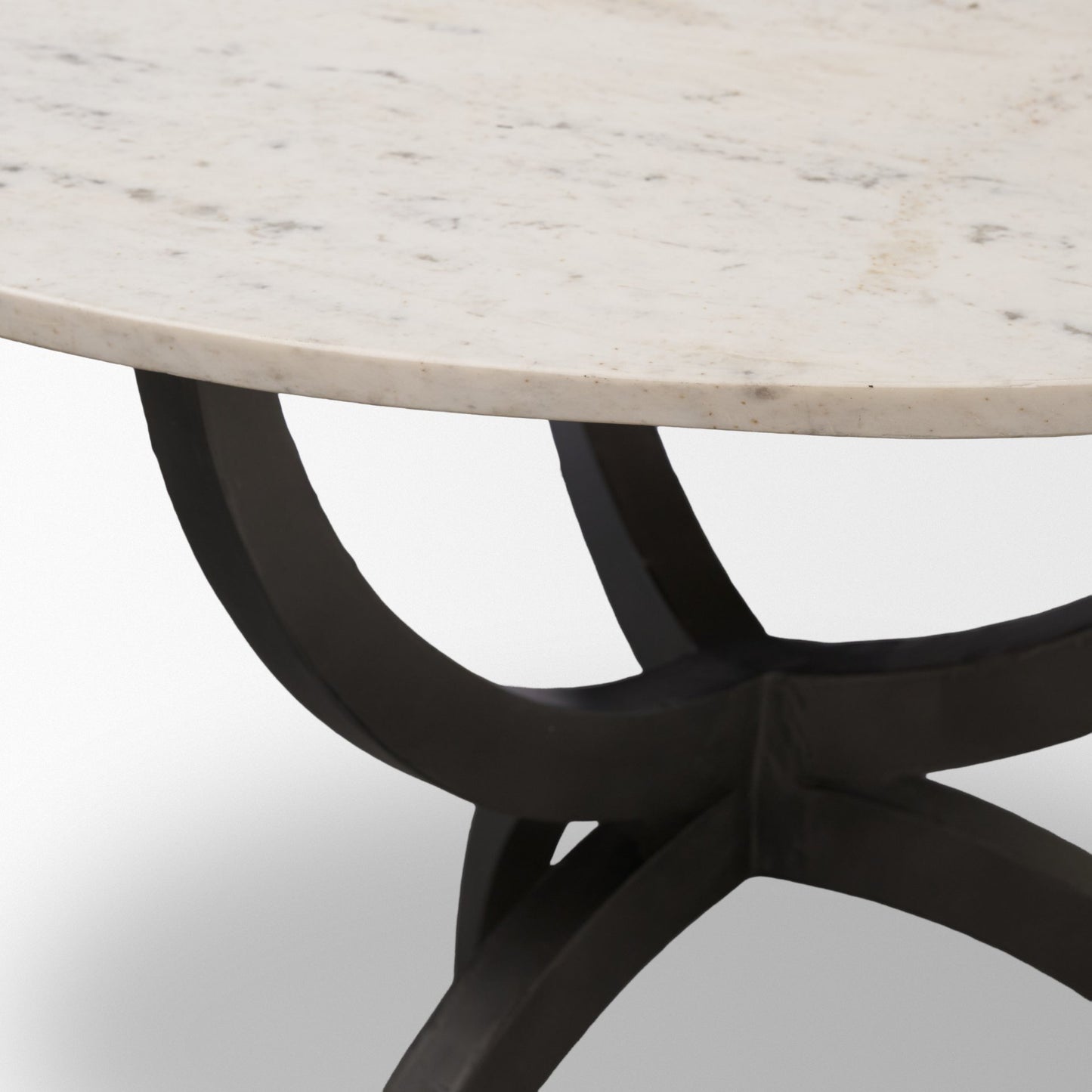 Veneto 40" Round White Marble Top with Black Metal Base Dining Table