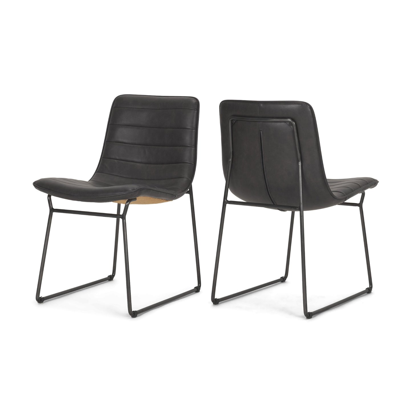 Thornton I Dark Brown Faux-Leather Seat Black Iron Frame Dining Chair