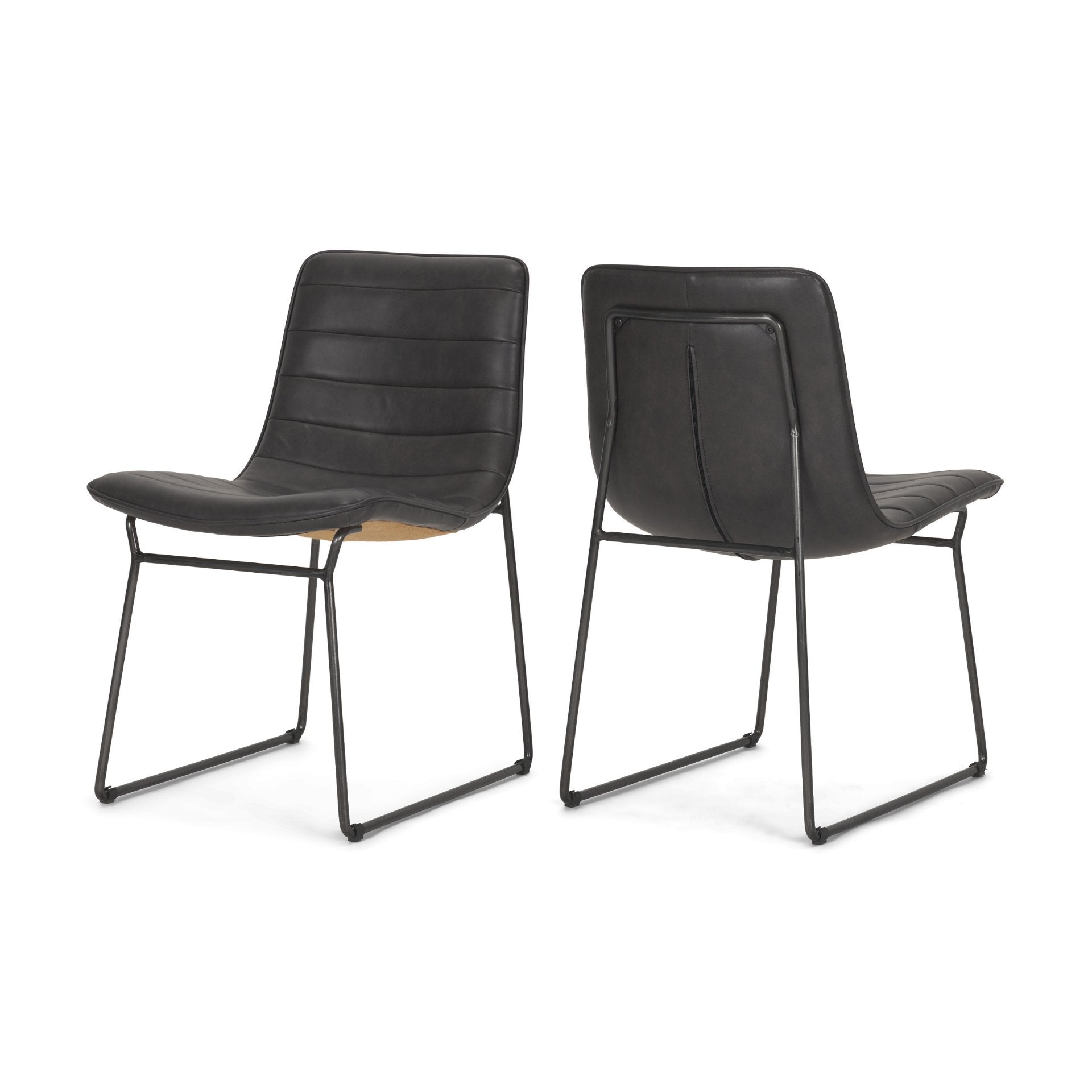 Thornton I Dark Brown Faux-Leather Seat Black Iron Frame Dining Chair