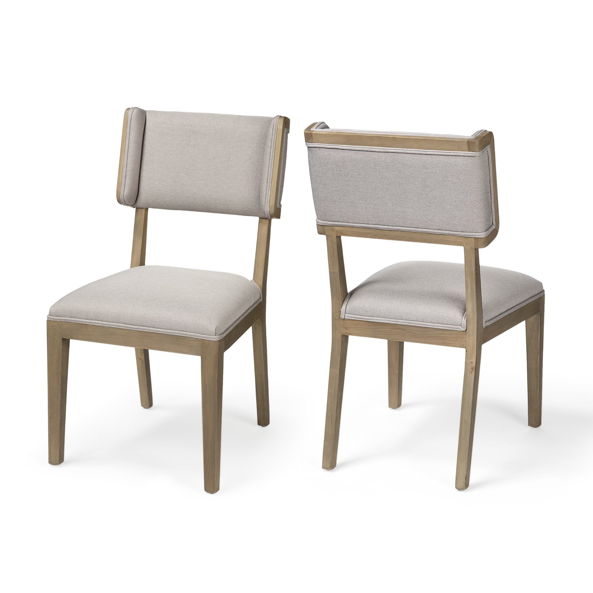 Tenton I Grey Fabric Wrap Brown Wooden Base Dining Chair