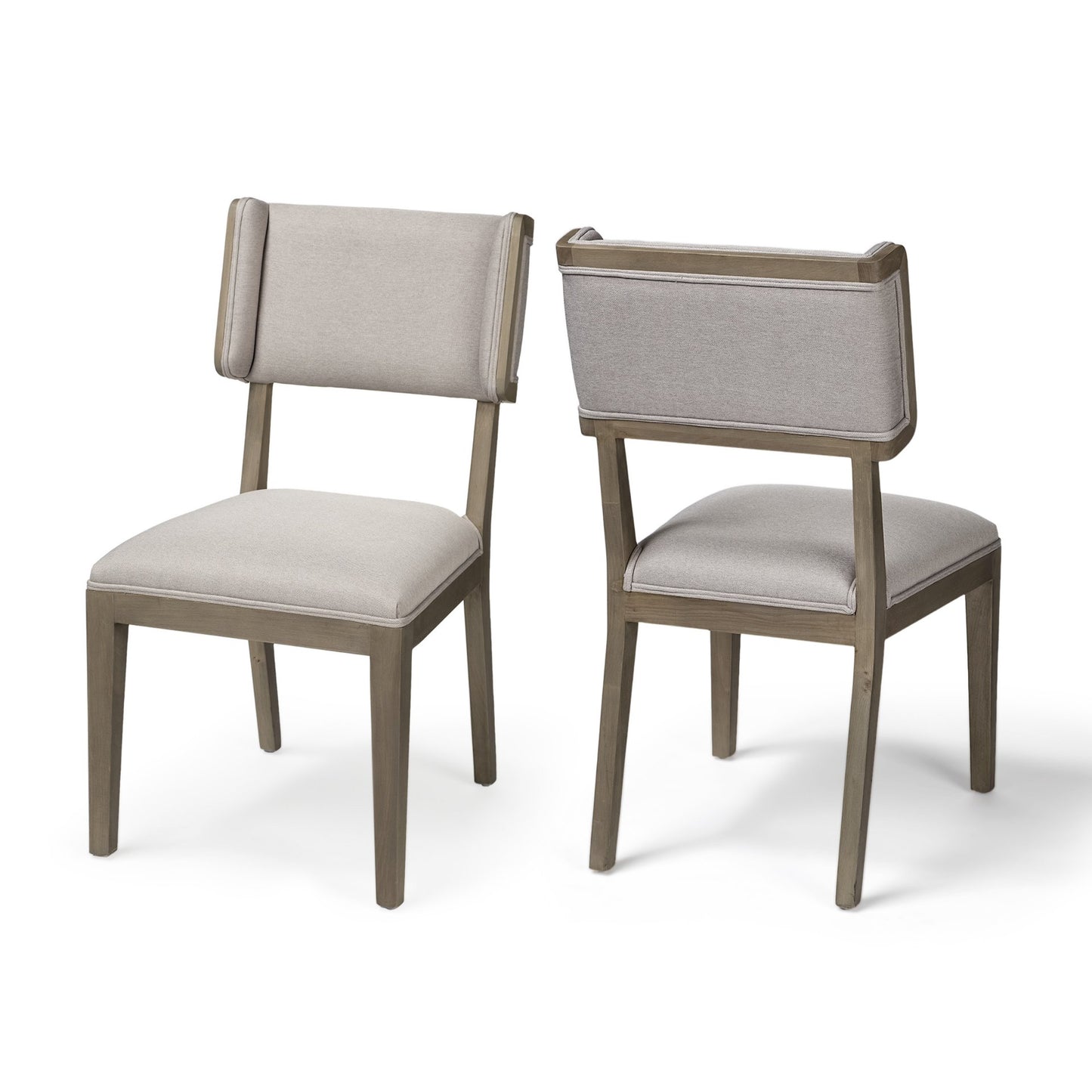 Tenton II Grey Fabric Seat Brown Wood Frame Dining Chair