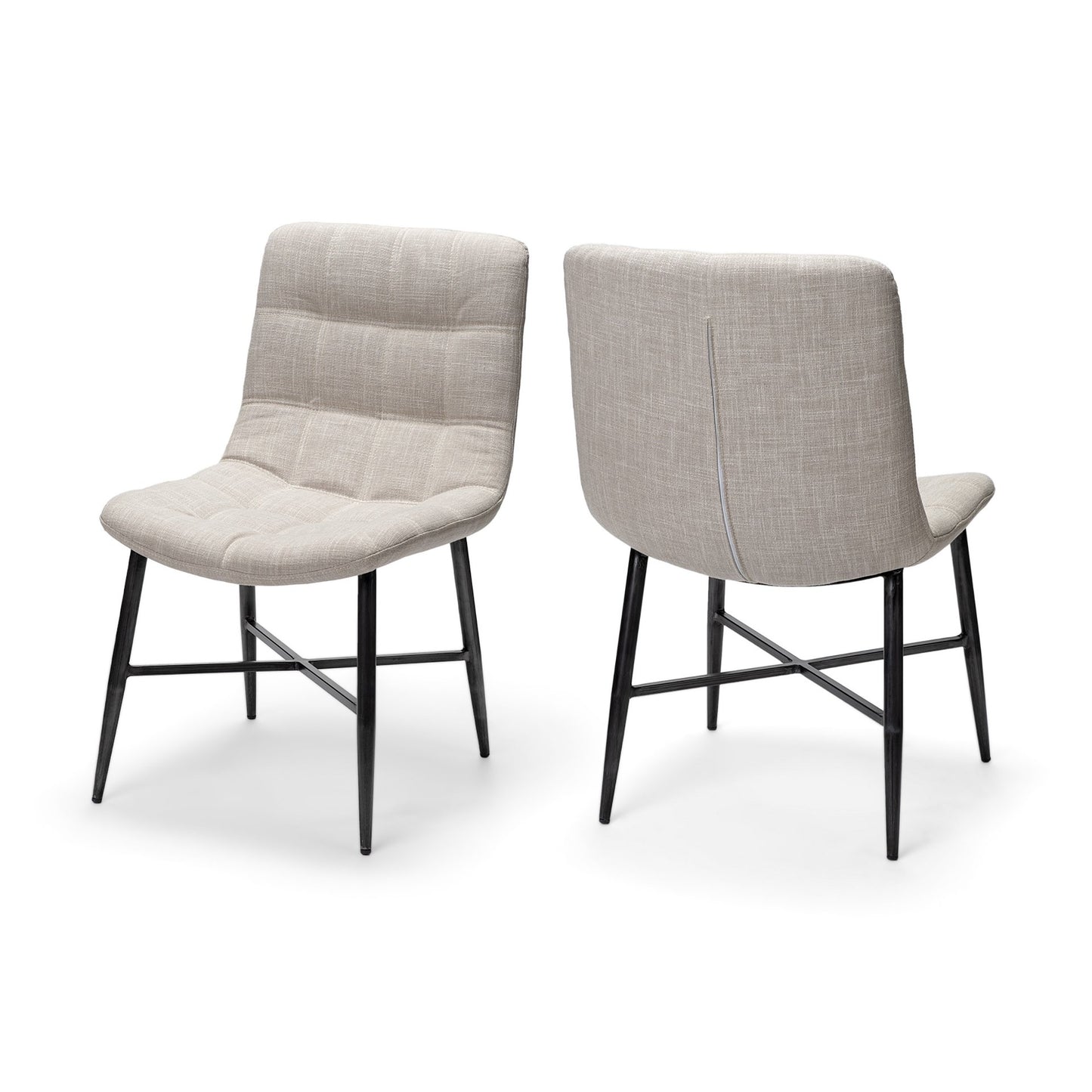 Barrow I Beige Fabric Wrap Black Metal Frame Dining Chair