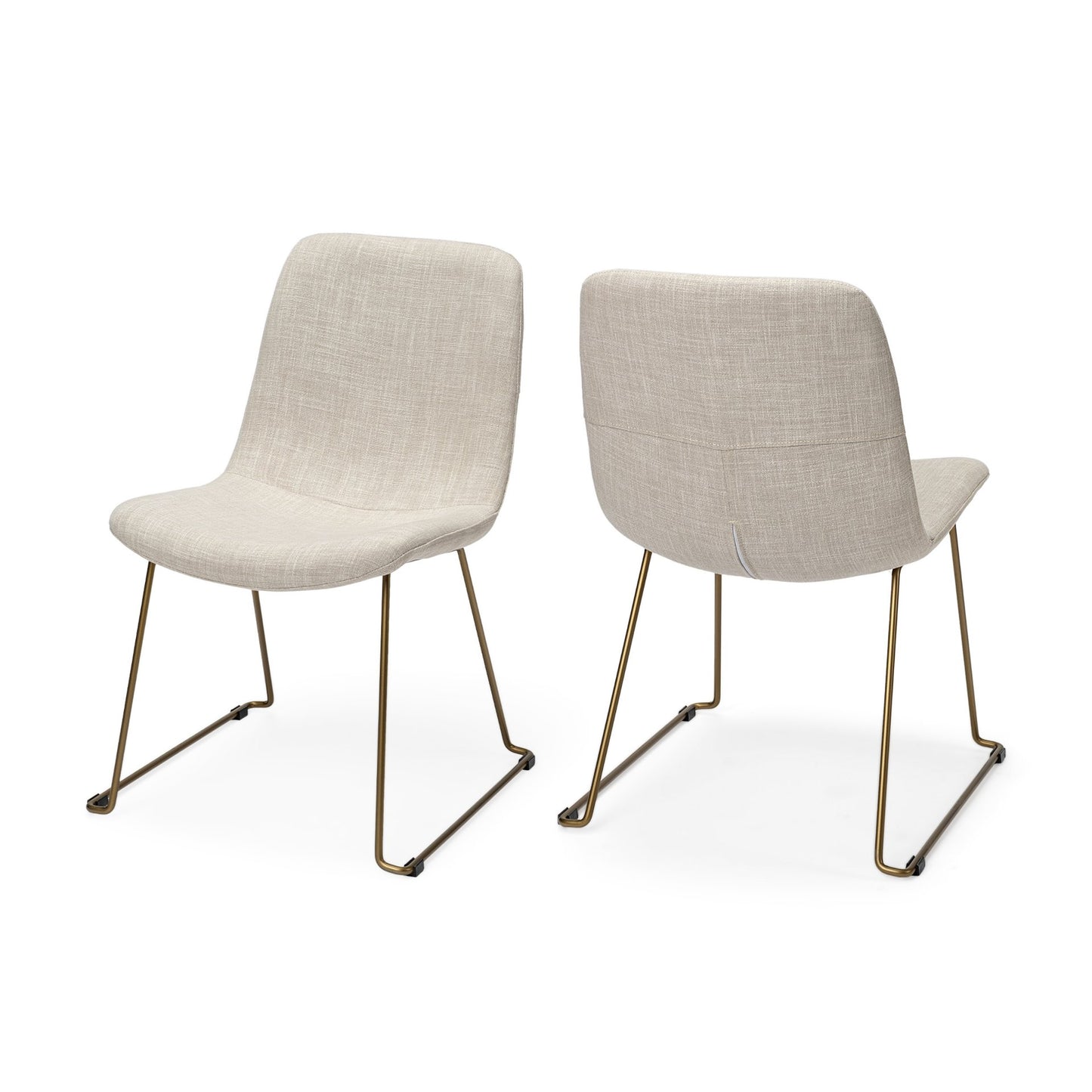 Sawyer I Beige Fabric Seat Gold Metal Frame Dining Chair