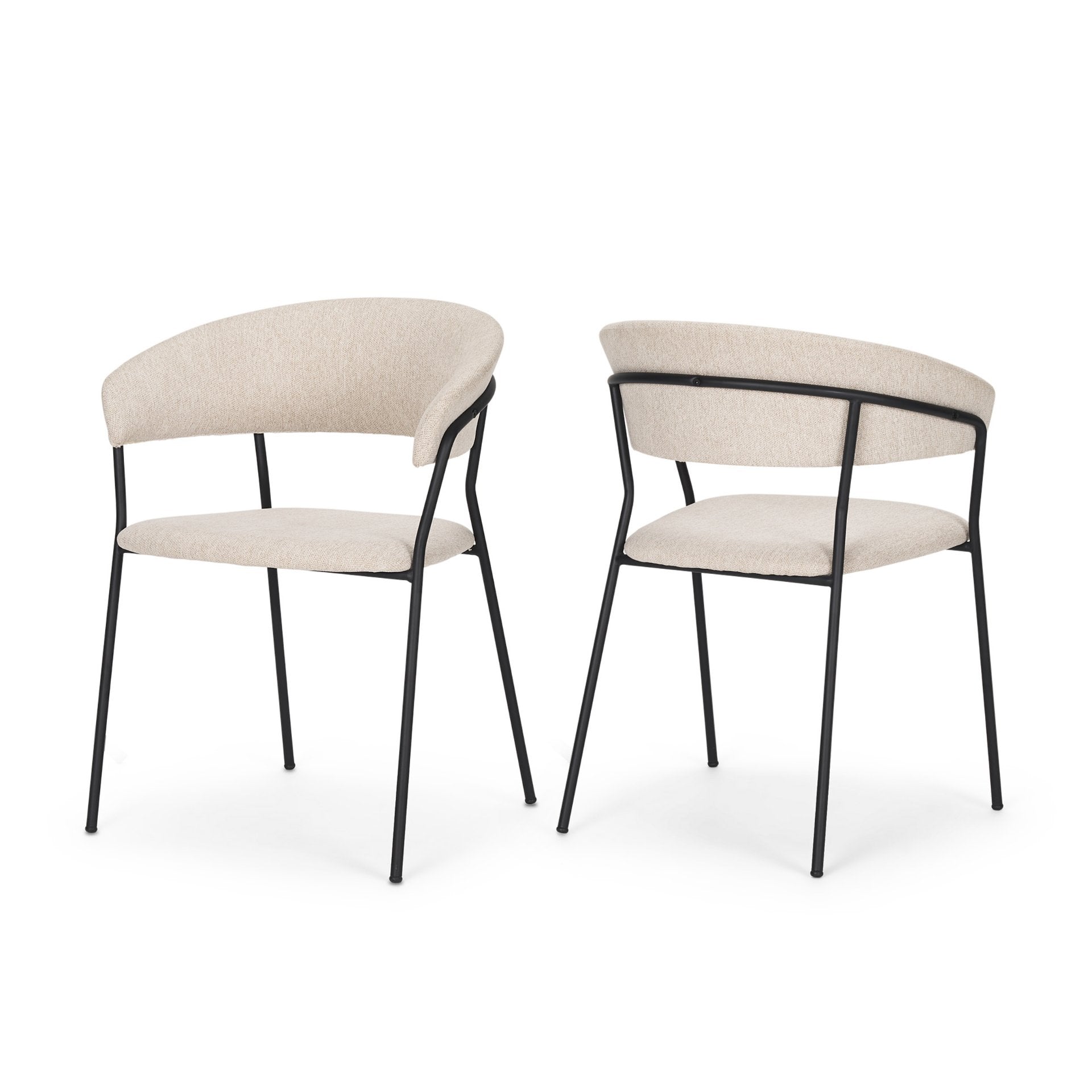 Carolyn Dining Chair w/ Oatmeal Fabric & Matte Black Metal