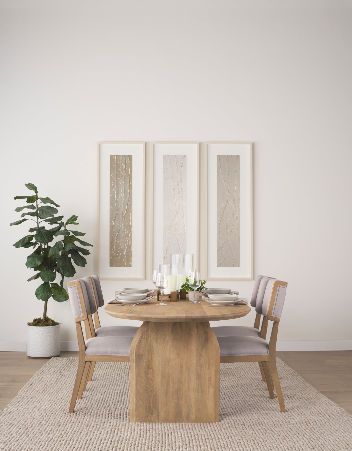 Tenton I Grey Fabric Wrap Brown Wooden Base Dining Chair