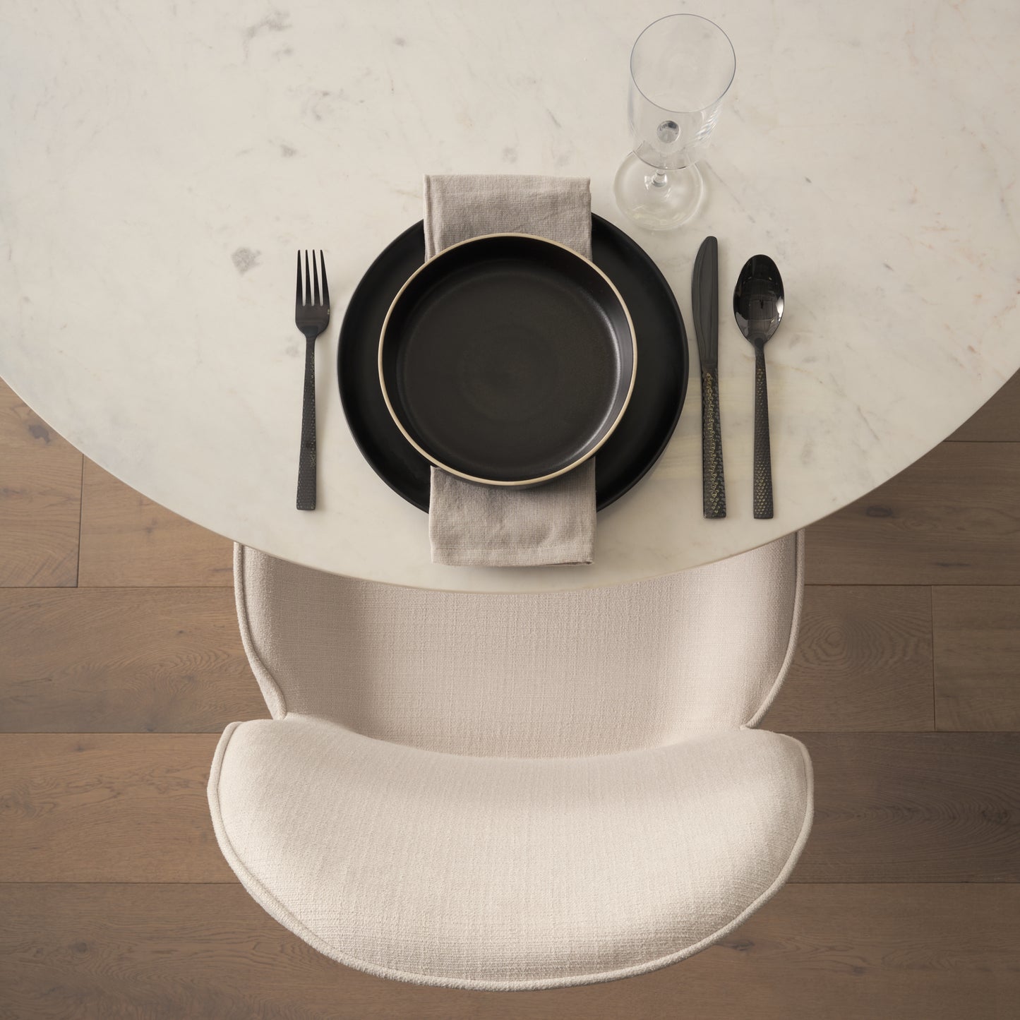 Inala White Fabric Seat Black Metal Frame Dining Chair