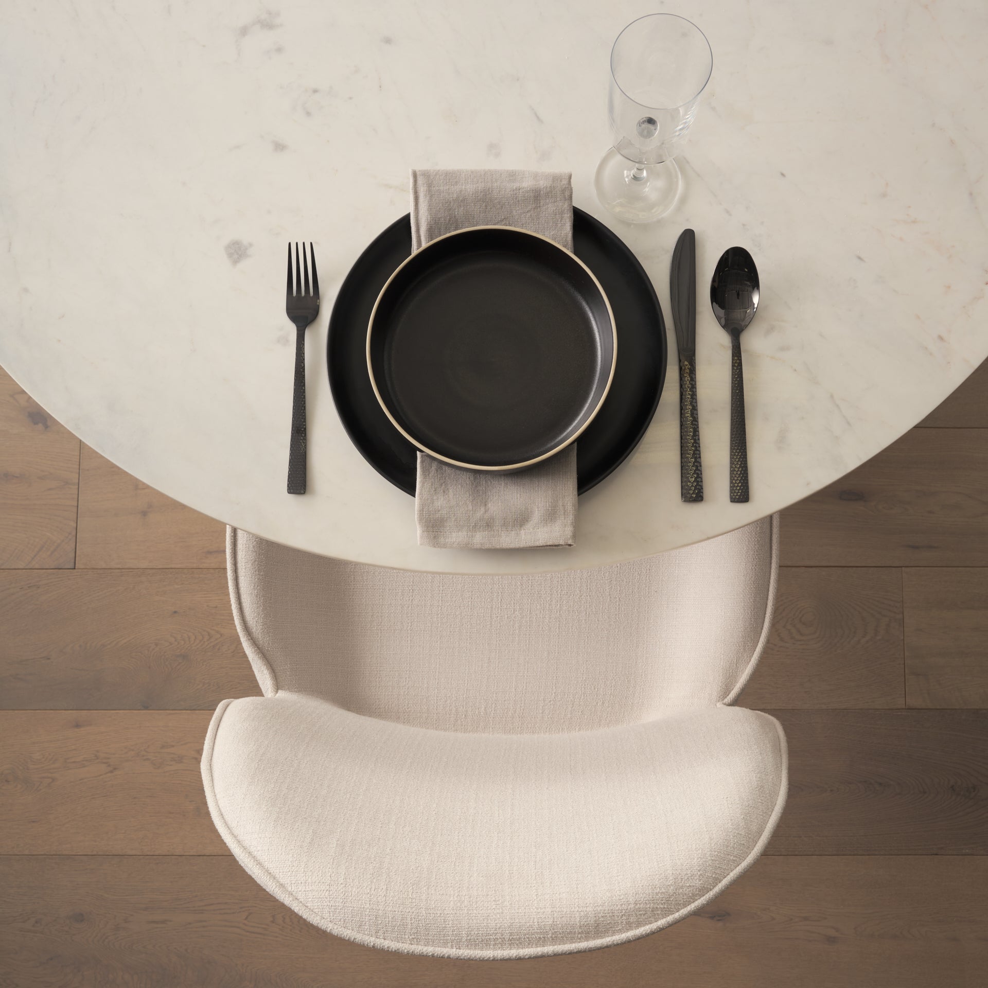 Inala White Fabric Seat Black Metal Frame Dining Chair