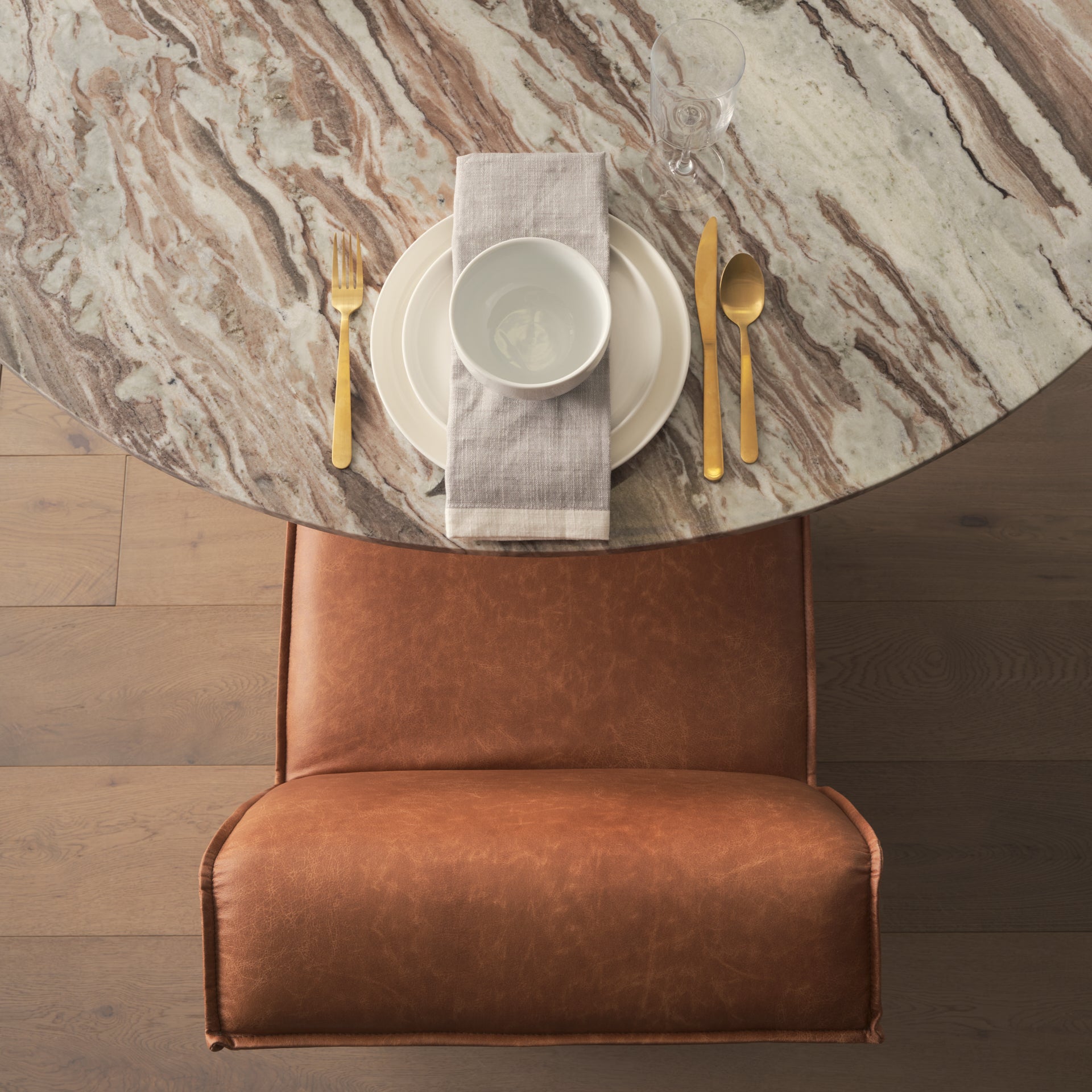Damon 19.8L x 26.3W x 31.8H Cognac Brown Faux Leather Dining Chair