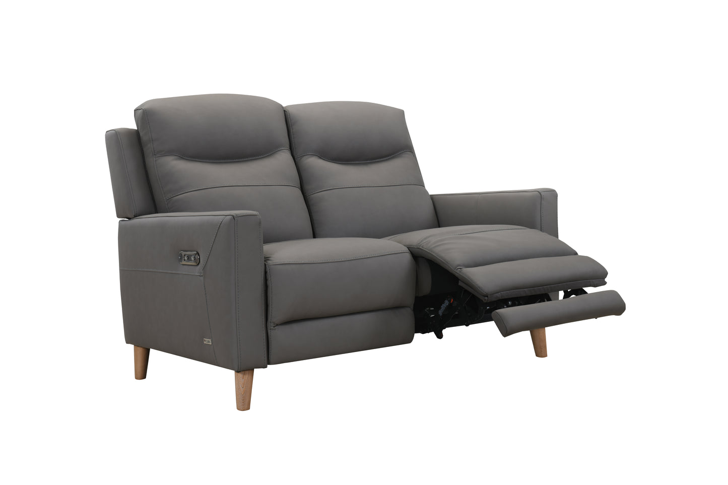 Phoenix Leather Power Recliner Set-Dark Grey