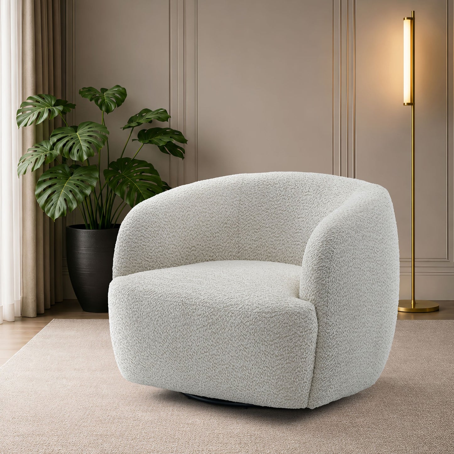 Sari Swivel Accent Chair-Cream
