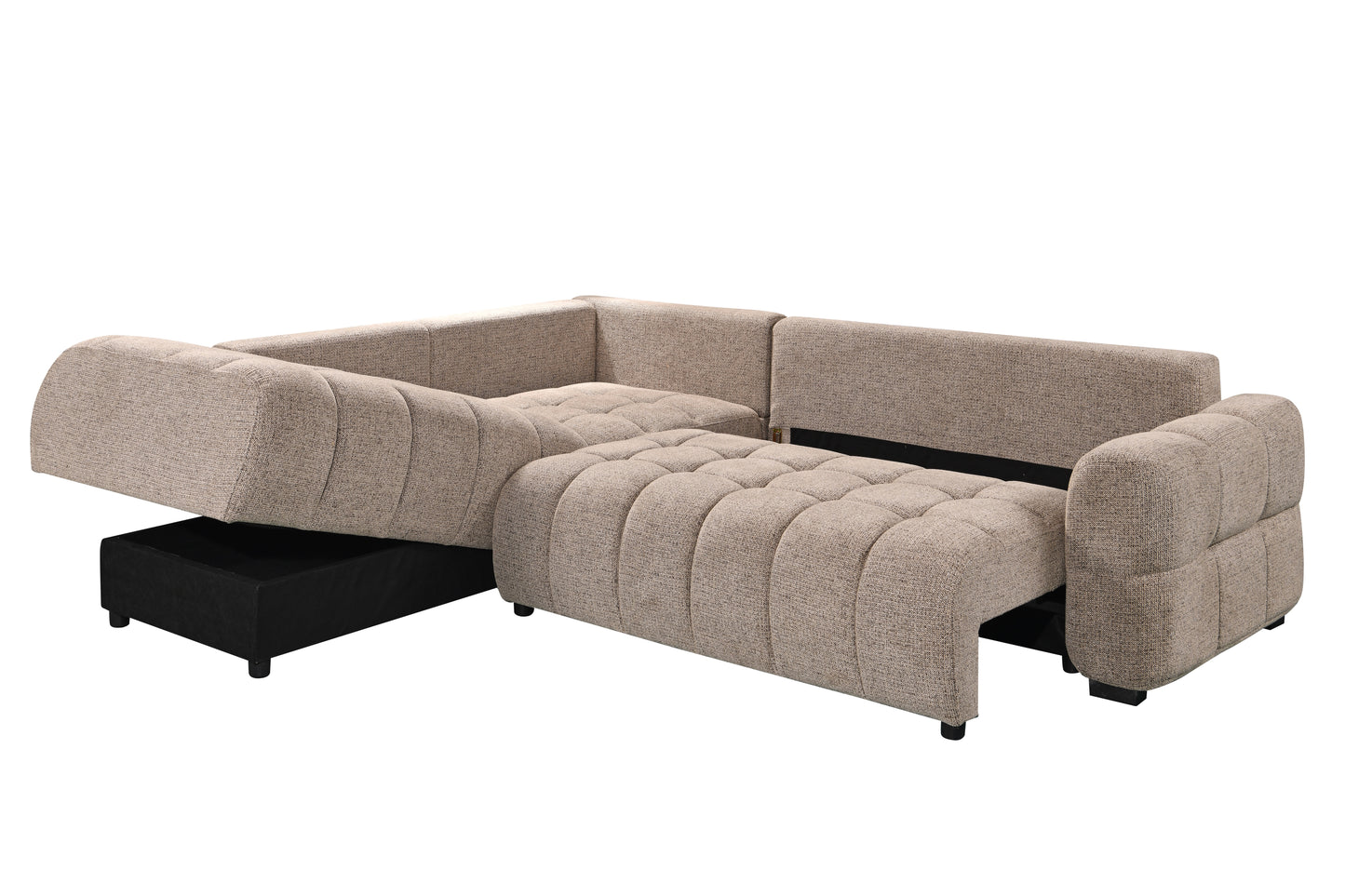 Monaco Sleeper Sectional with Storag-Dark Beige