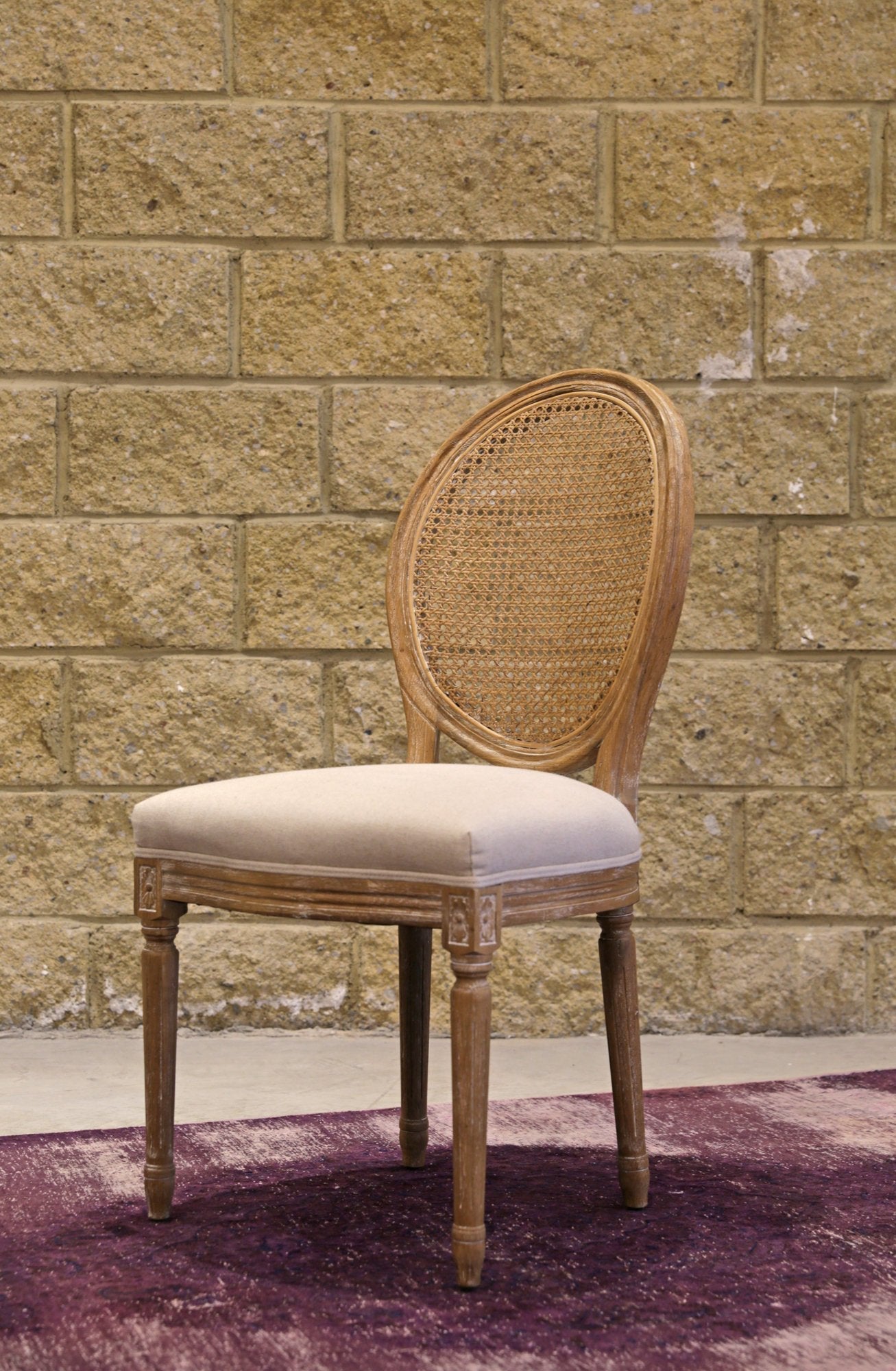 Napoleon Dining Chair w/ Cane Back - Antique Linen