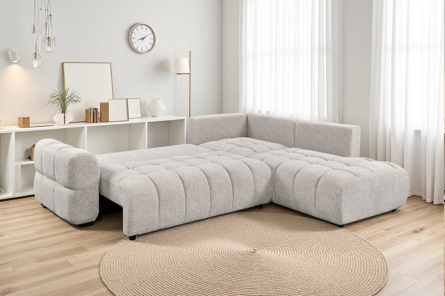 Monaco Sleeper Sectional with Storage-Grey