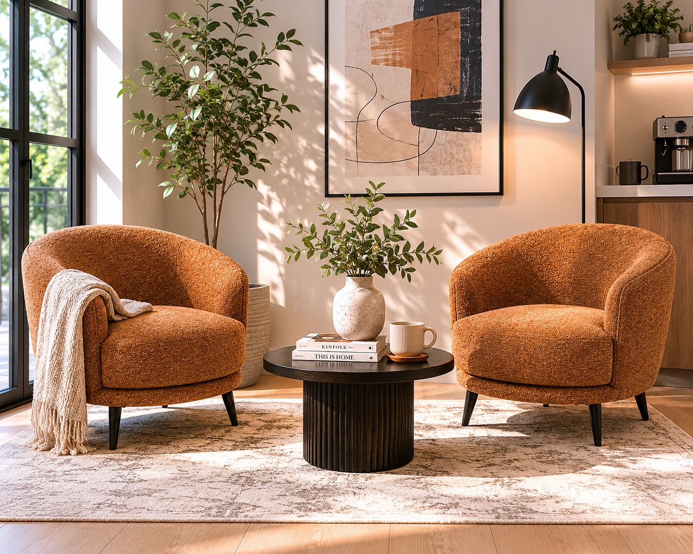 Runa Swivel Accent Chair-Tan