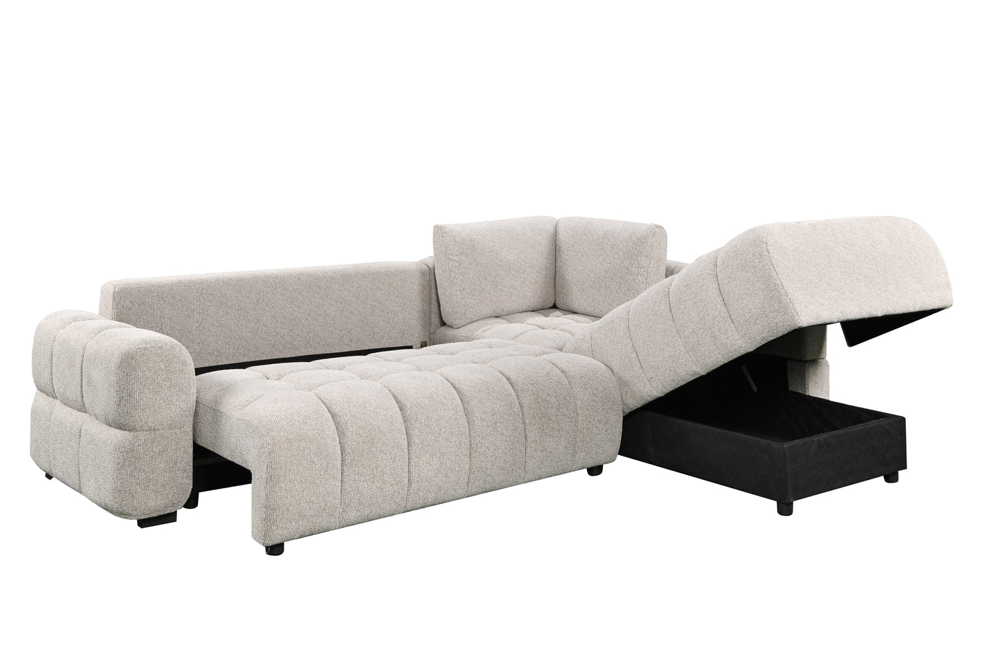 Monaco Sleeper Sectional with Storage-Grey