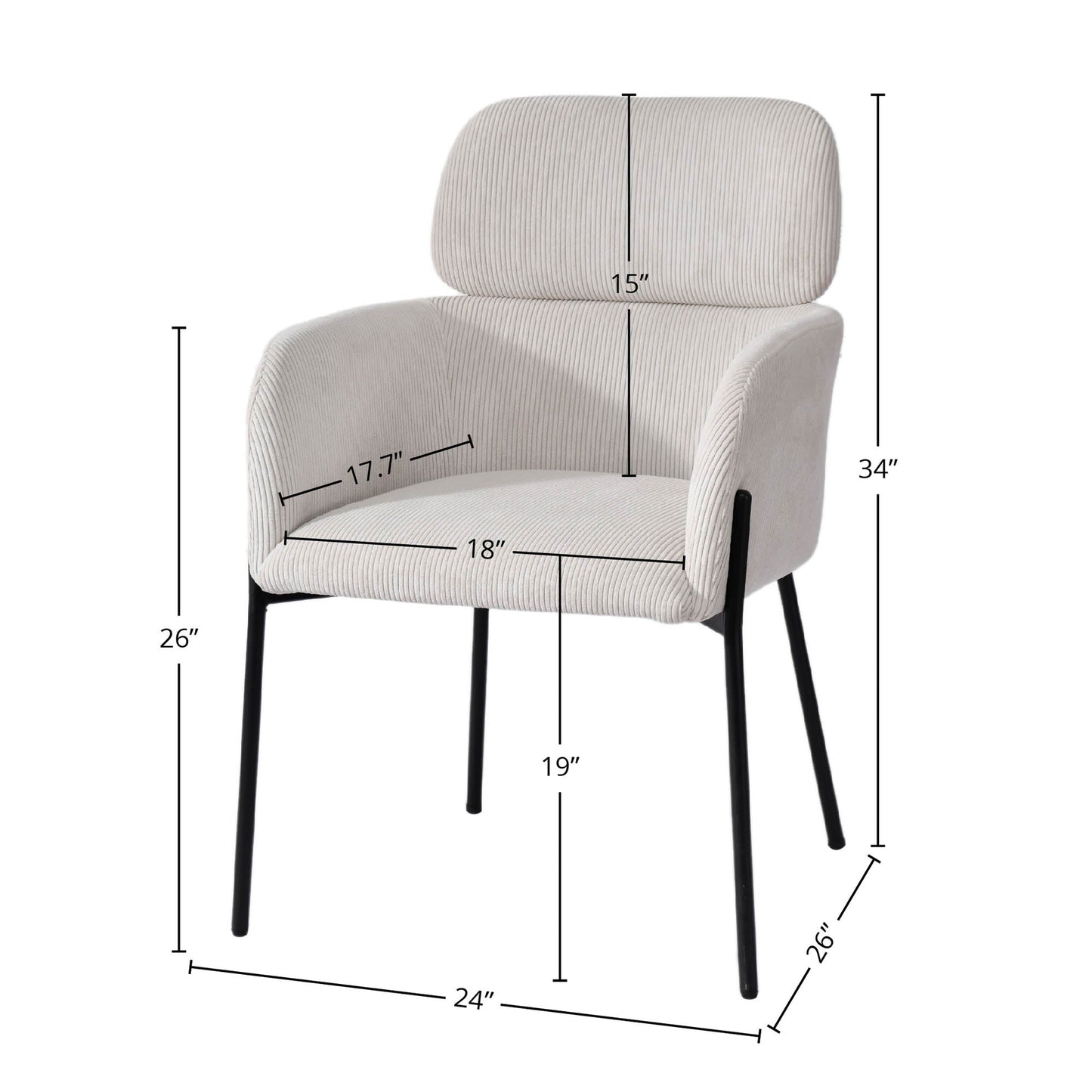 Allegra Dining Chair - Corduroy White