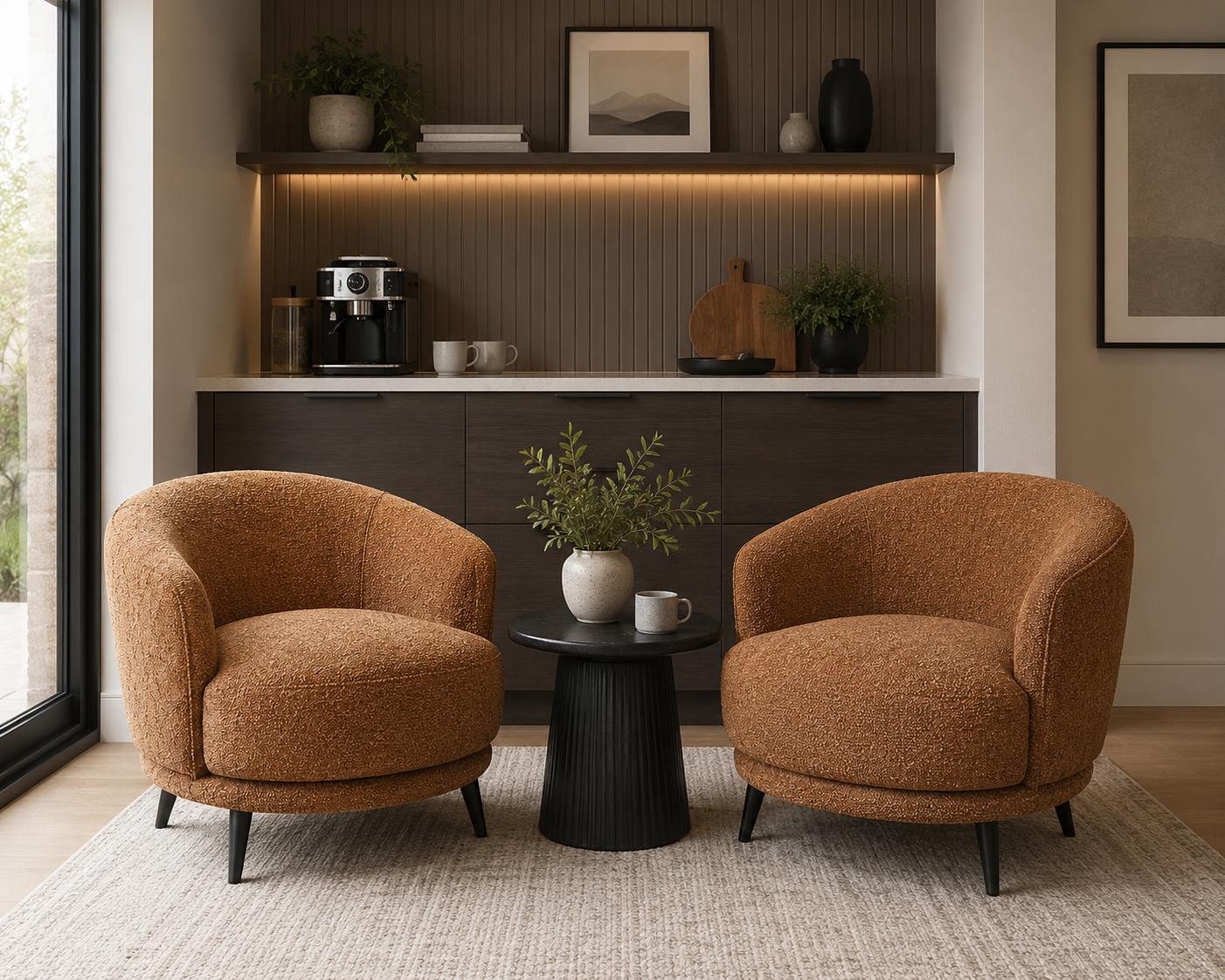 Runa Swivel Accent Chair-Tan