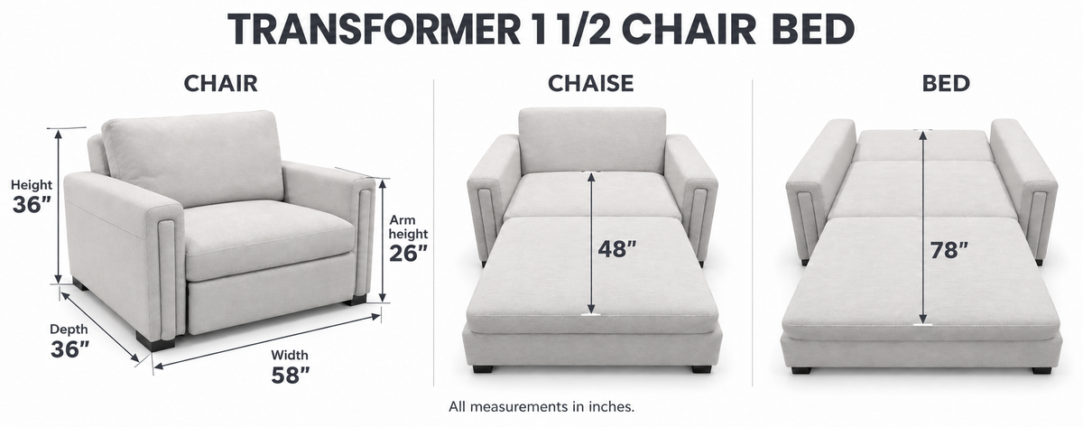 VELMONT 3-in-1 Transformer Chair Bed