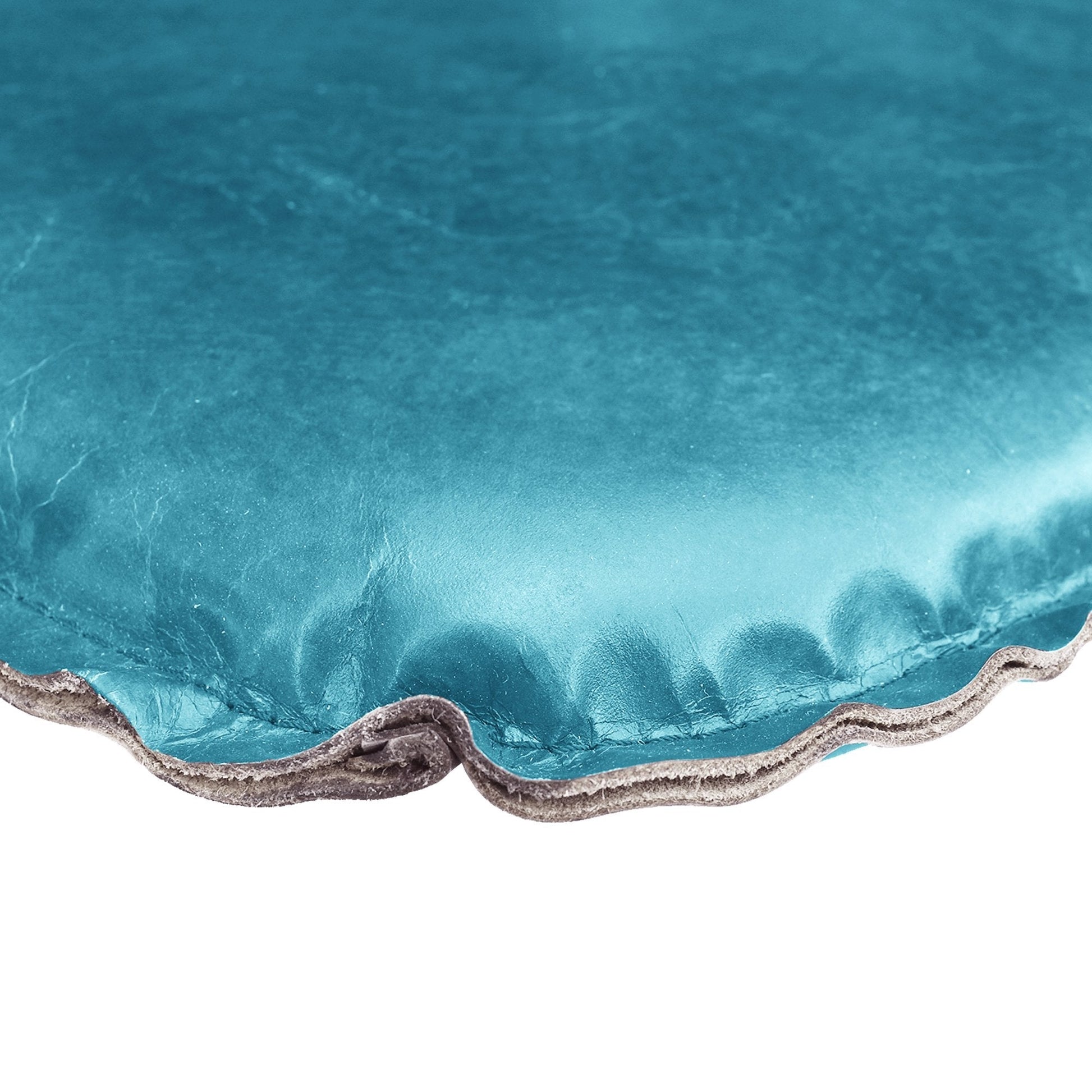 Metal Crossback Leather Cushion Seat - Peacock Blue