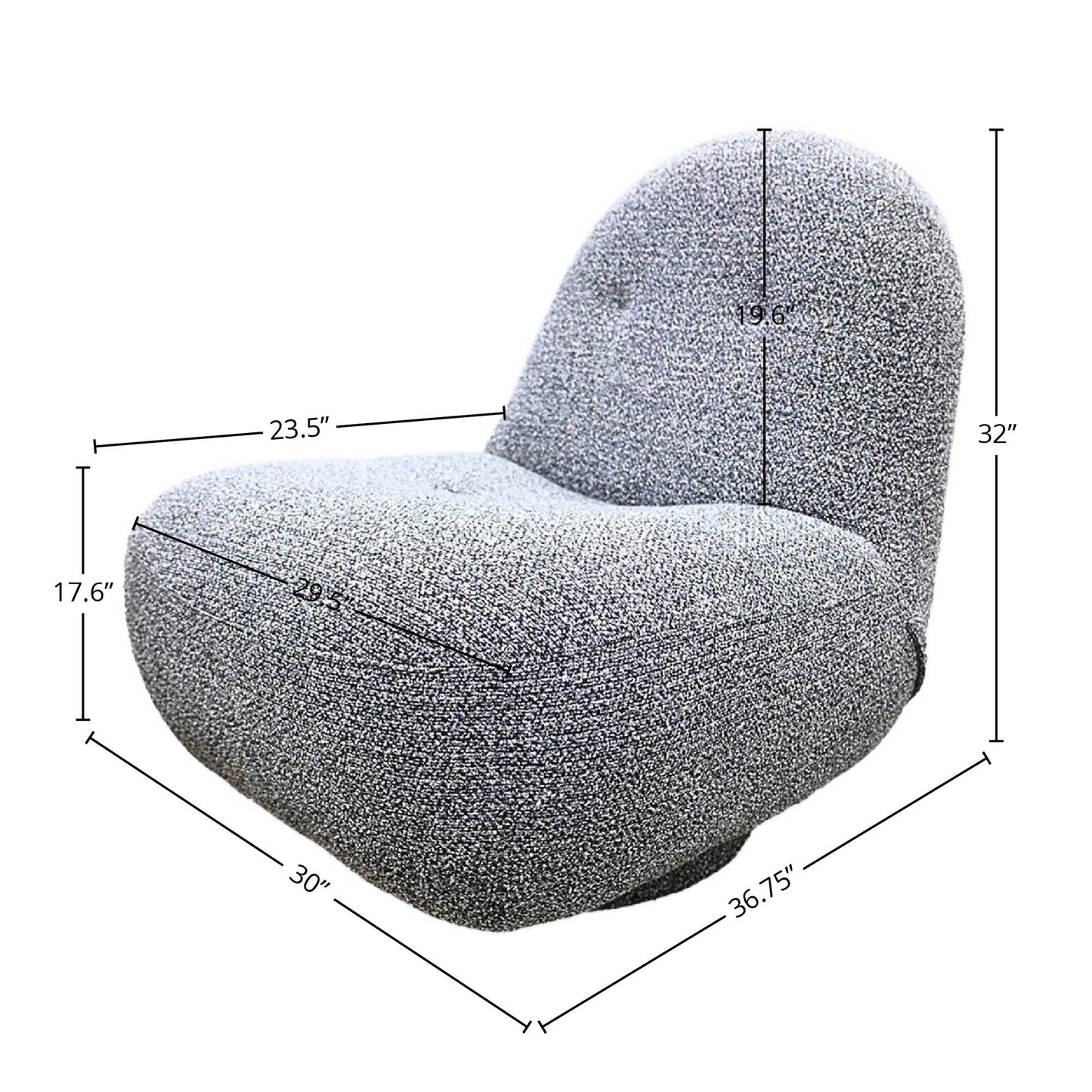 Creed Swivel Club Chair - Granite