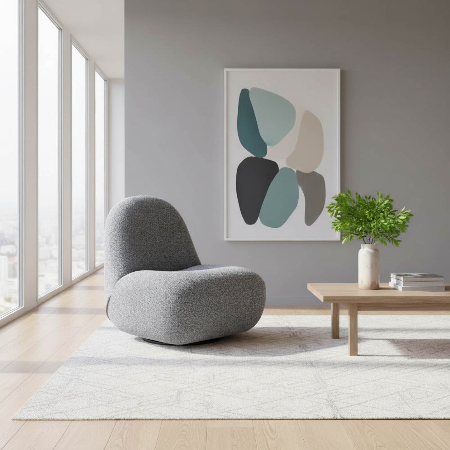 Creed Swivel Club Chair - Granite