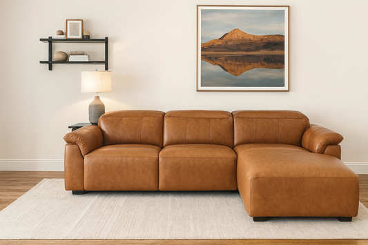 Longan leather Sectional With Power Recliner