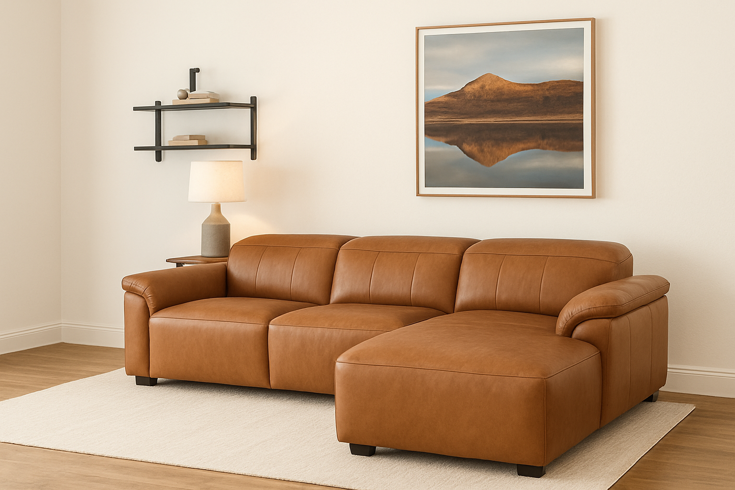 Longan leather Sectional With Power Recliner