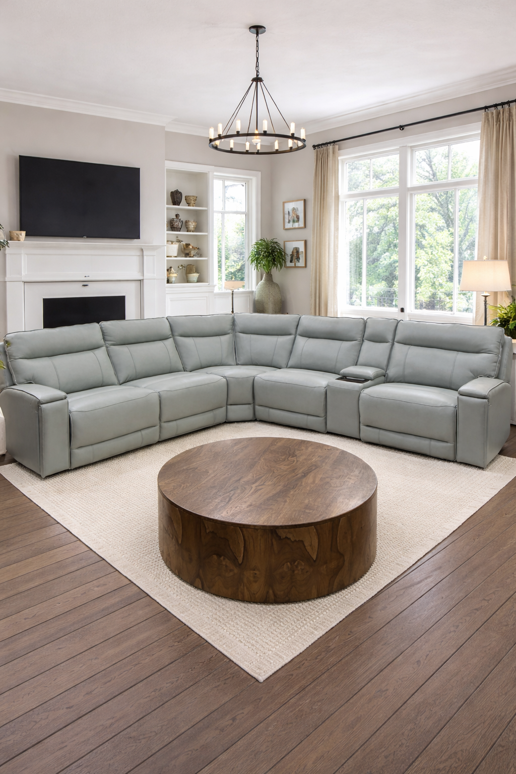 Brie Leather Power Recliner Sectional