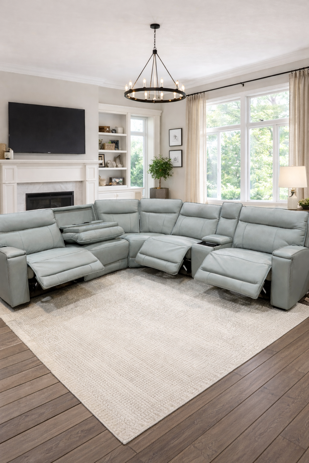 Brie Leather Power Recliner Sectional
