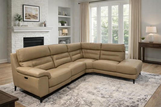 Everest Leather Power Reclining Sectional with USB Charging