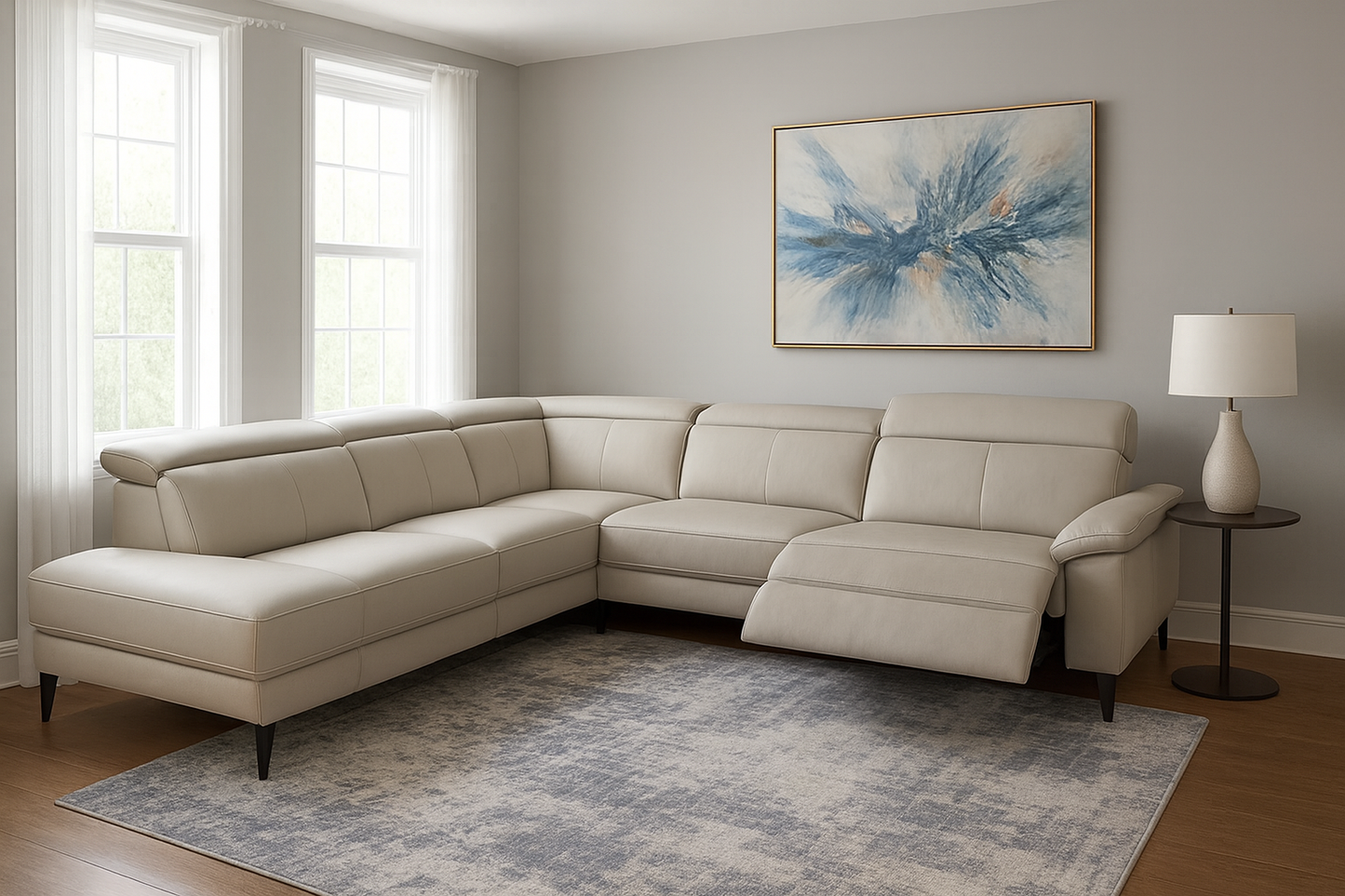 Nicola Leather Power Recliner Sectional