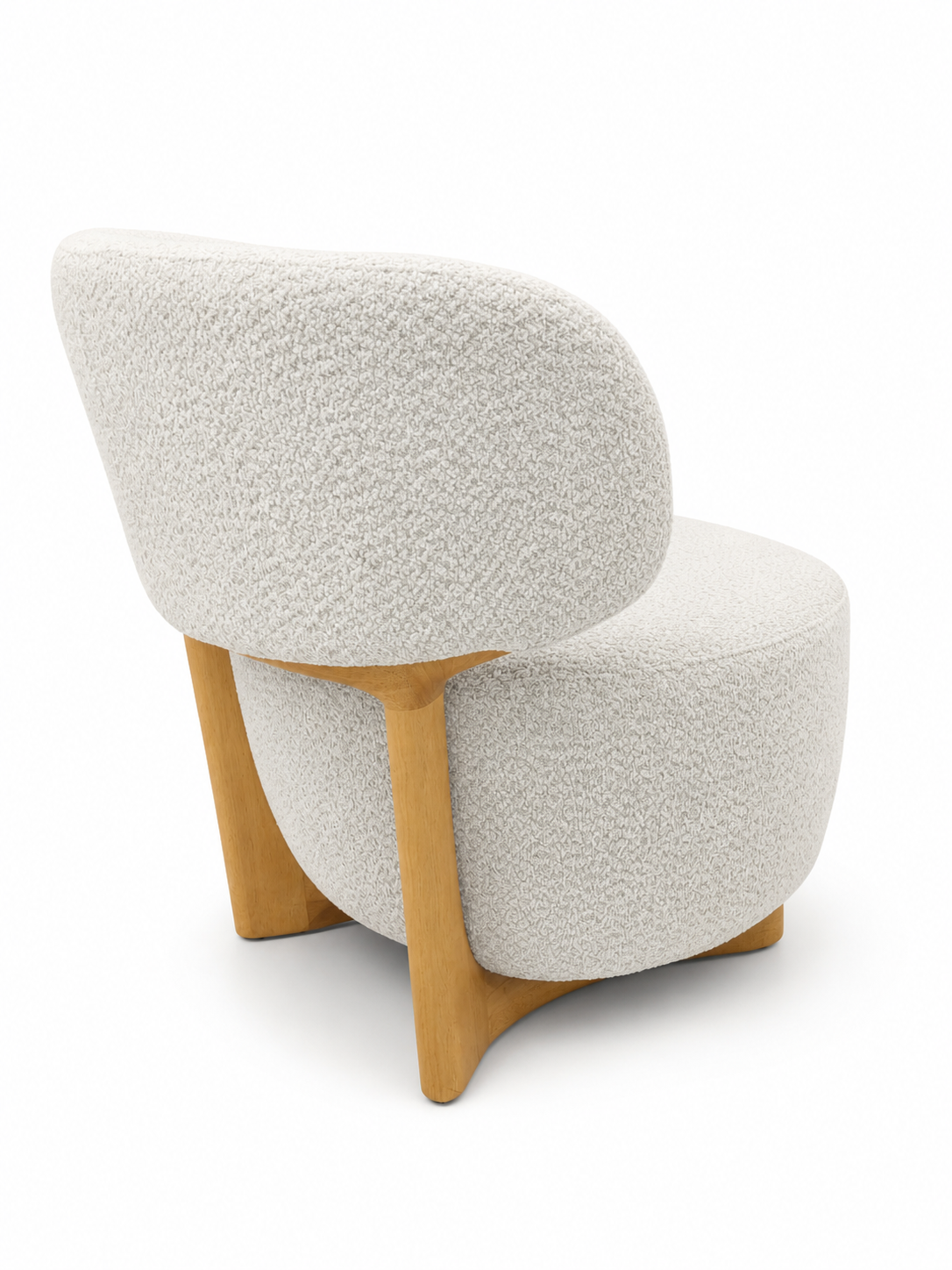 wegner Light Cream Fabric Lounge Chair with Wood Frame