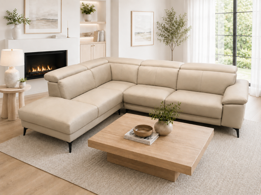 Nicola Leather Power Recliner Sectional