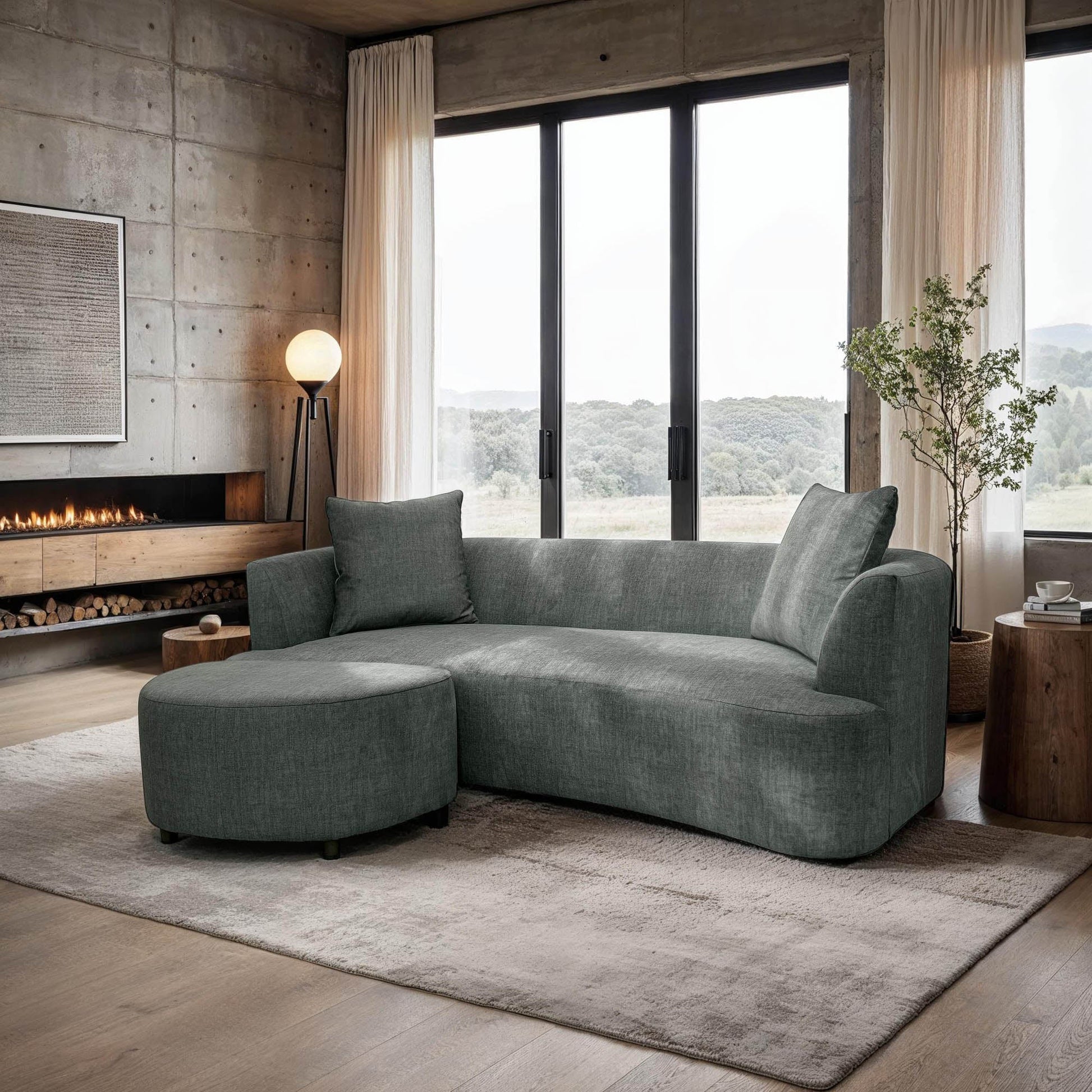 Isabella Ottoman - Polished Pewter