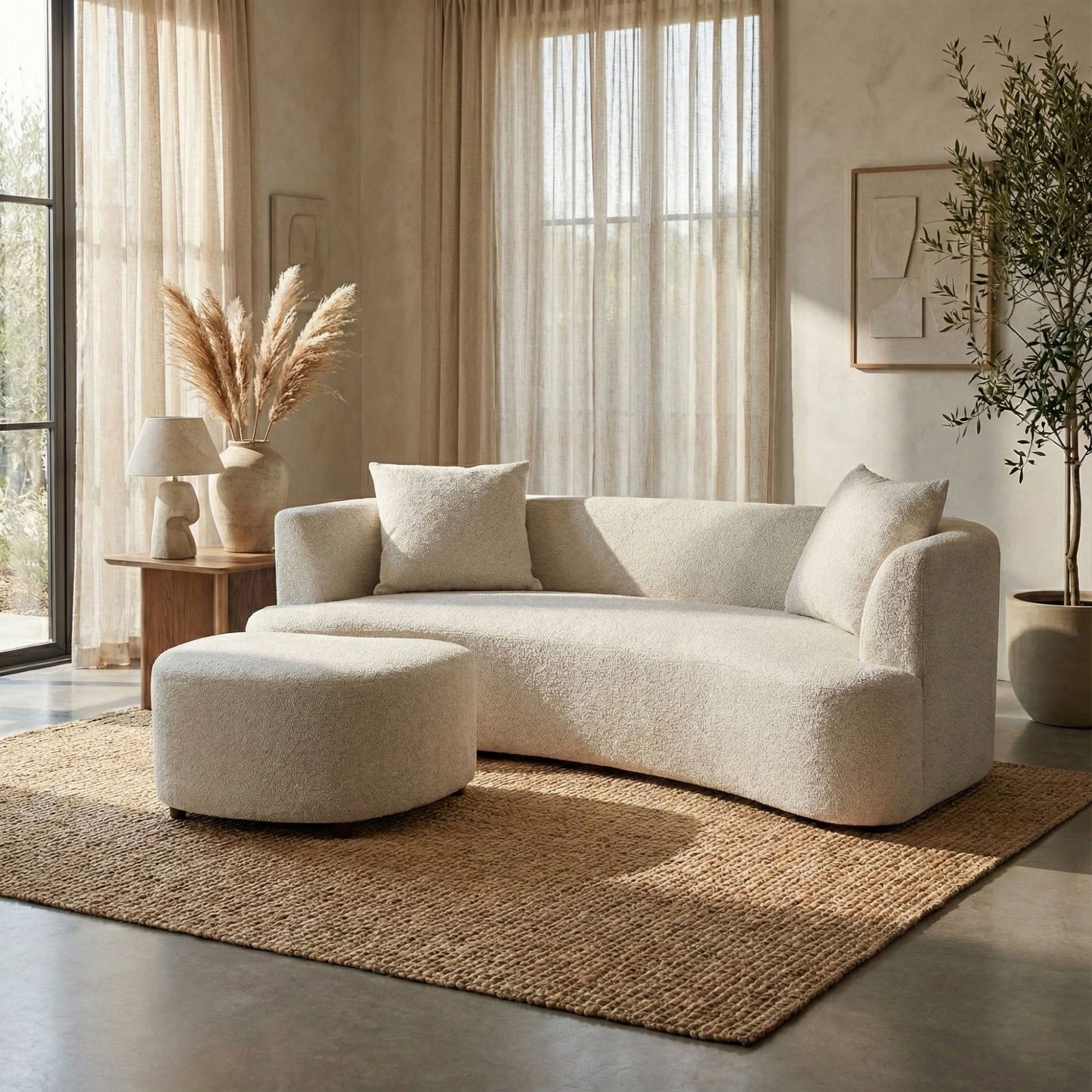 Isabella Ottoman - Cream Weave