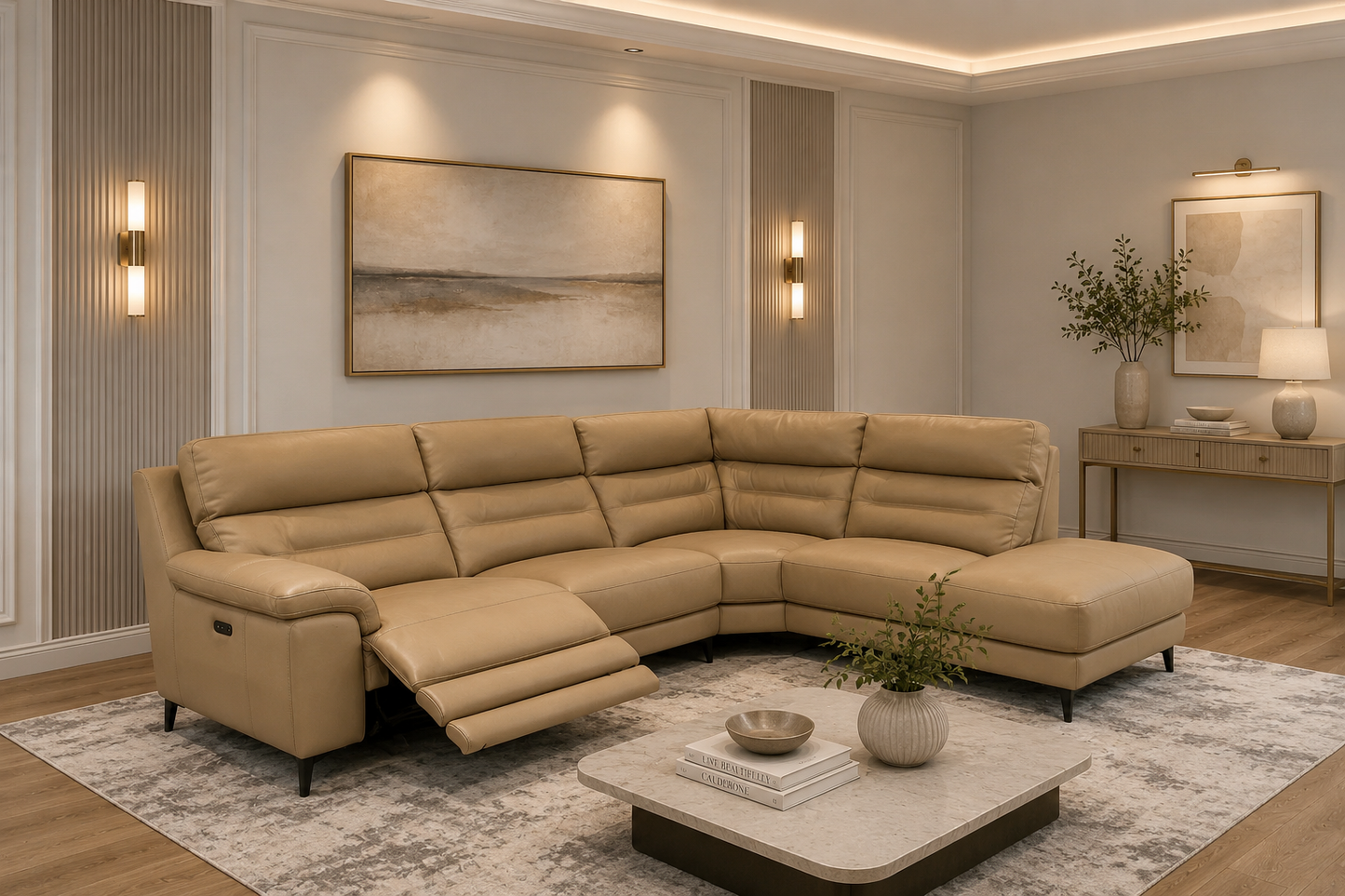 Everest Leather Power Reclining Sectional with USB Charging