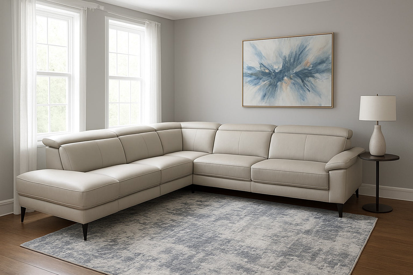 Nicola Leather Power Recliner Sectional