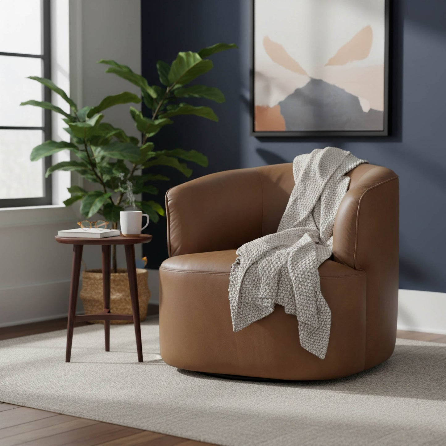 Fireside Swivel Club Chair - Antique Sienna