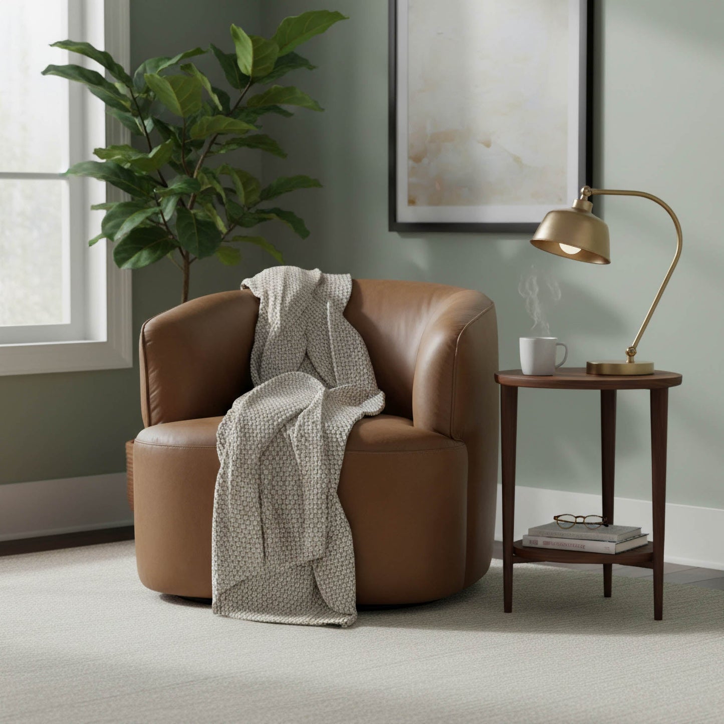 Fireside Swivel Club Chair - Antique Sienna