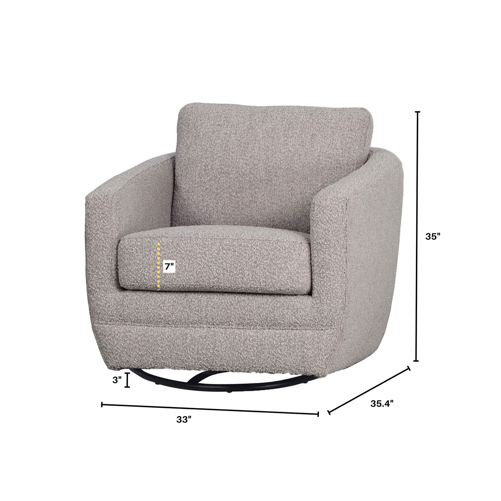 Baltimo Swivel Glider - Boucle Grey
