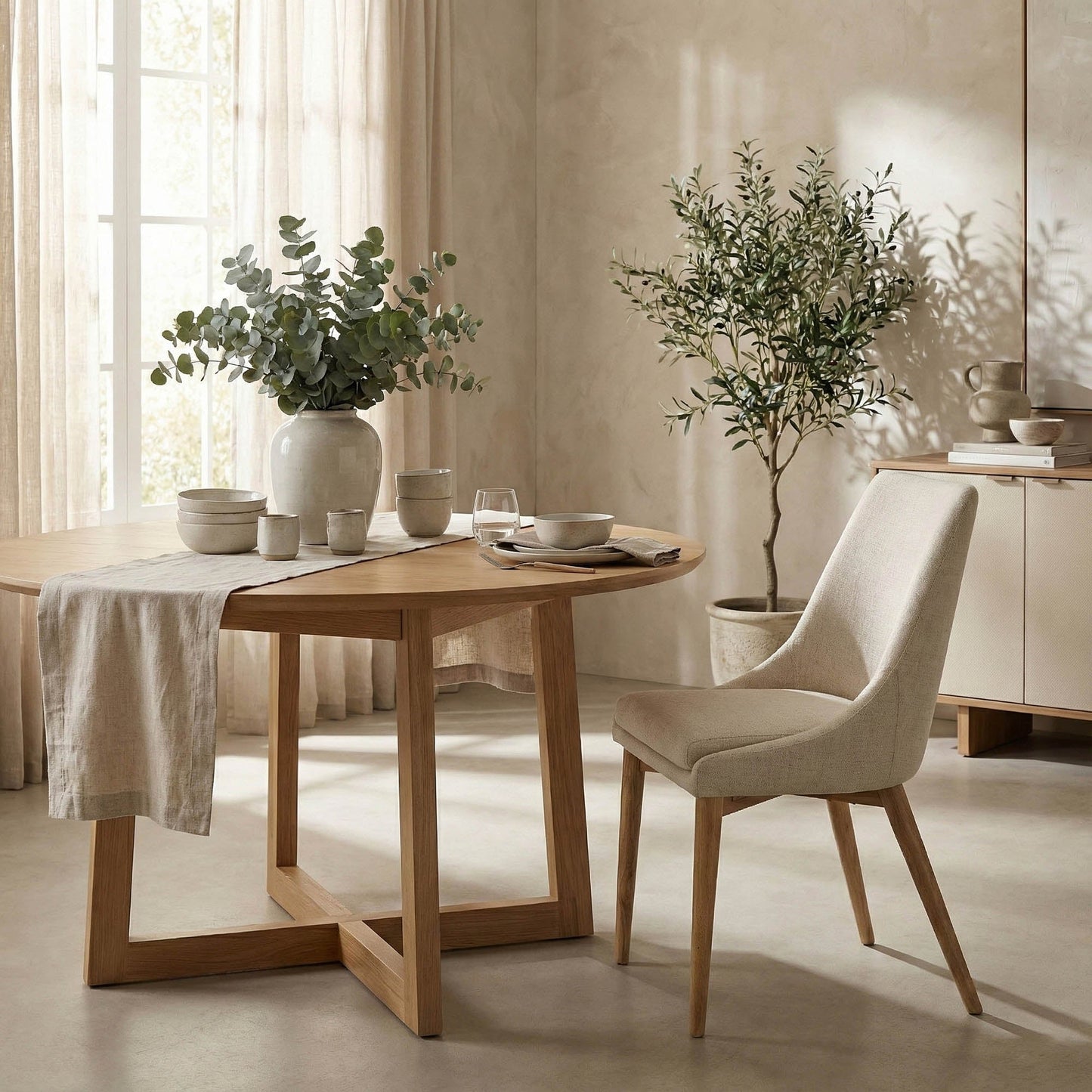 Fritz Side Dining Chair - Ivory w/ Natural Leg