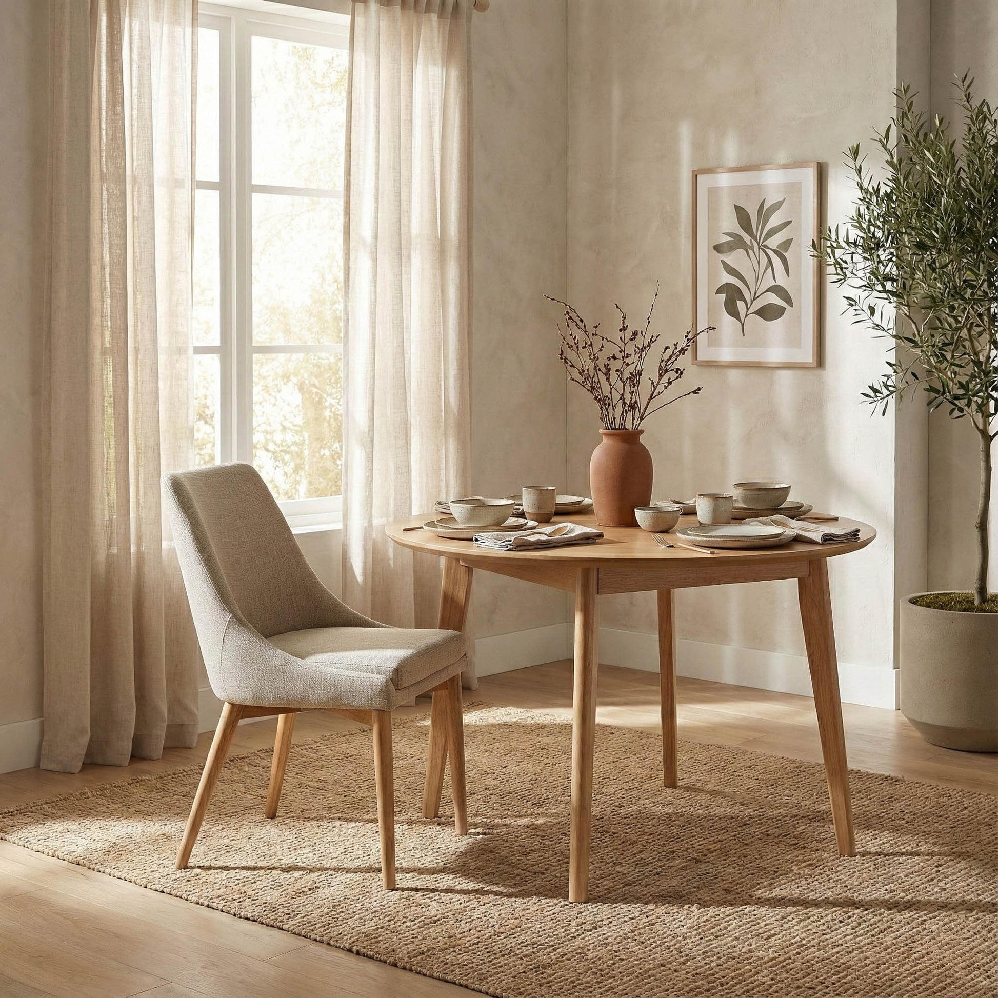 Fritz Side Dining Chair - Taupe w/ Natural Leg