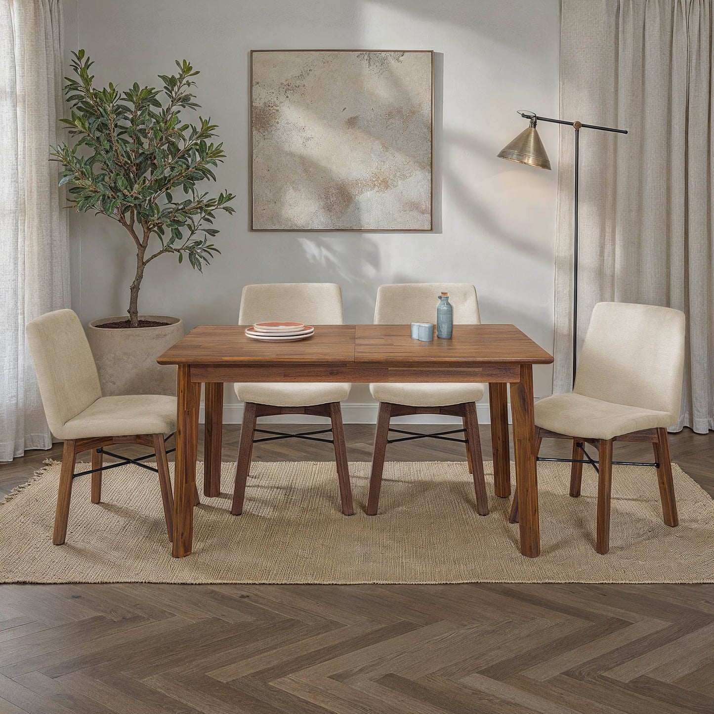 Gia Small Extension Dining Table w/ Butterfly System 55/71” - Warm Pecan