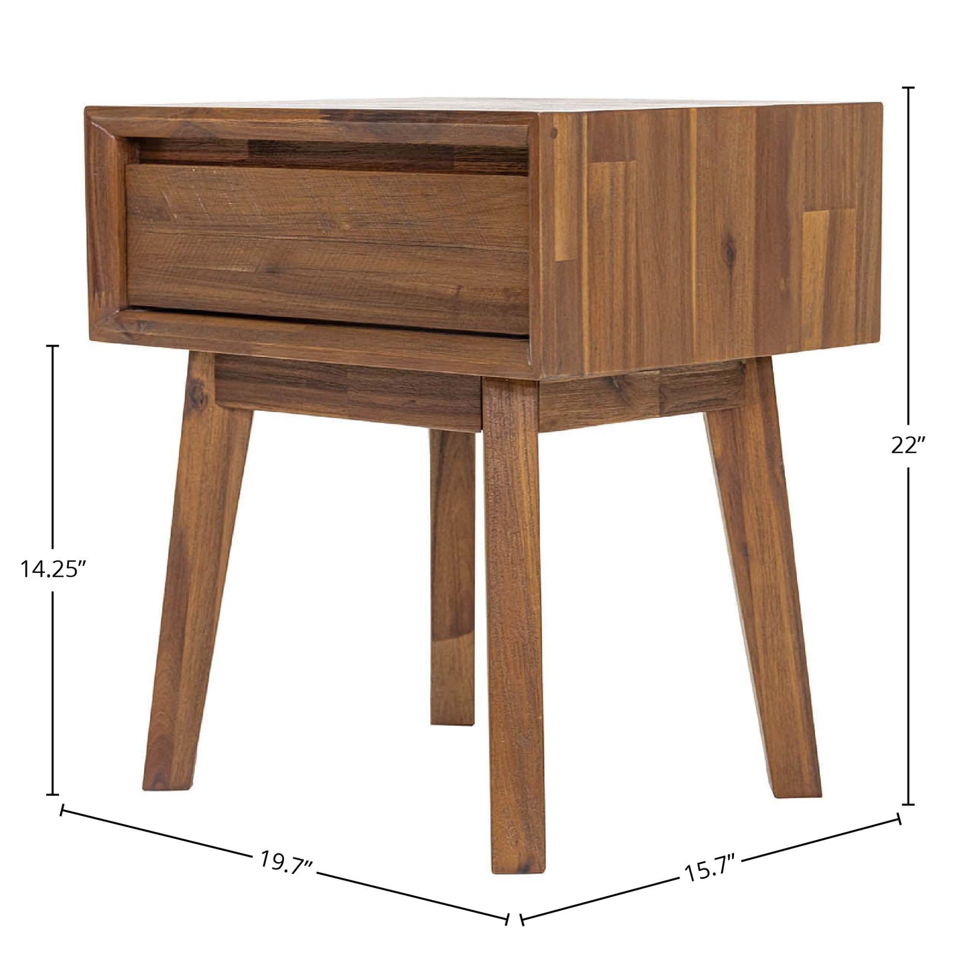 Gia 1 Drawer Nightstand - Warm Pecan