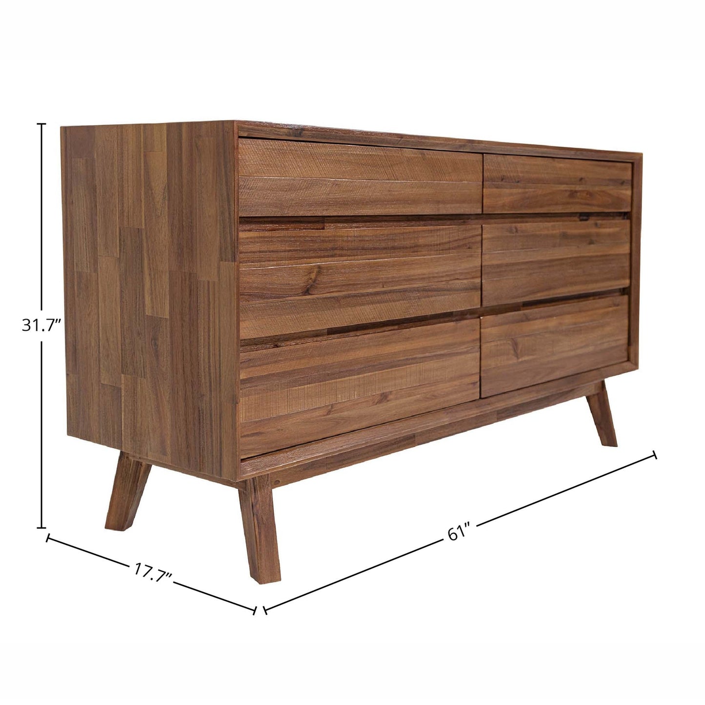 Gia 6 Drawer Dresser - Warm Pecan