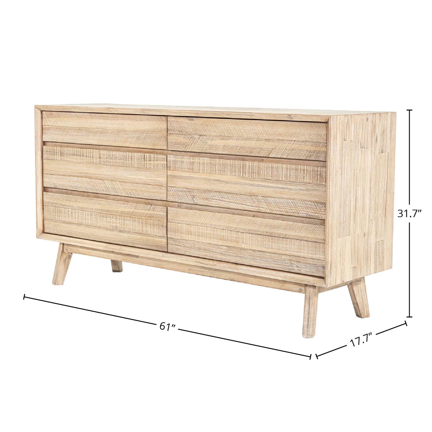 Gia 6 Drawer Dresser - Light Driftwood